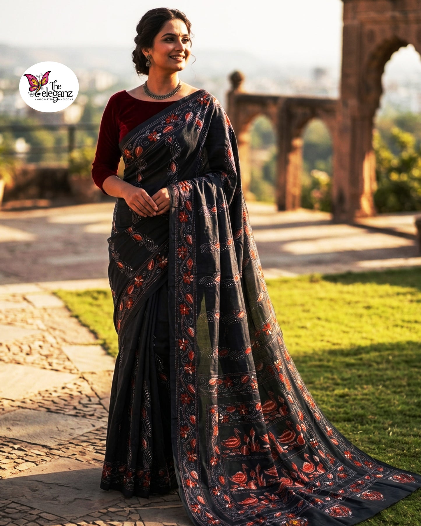 Rajhanshi Blended Bangalore Silk Kantha Saree