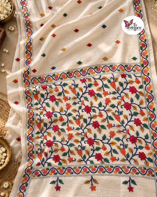 Shweta – Pure Cotton Kantha Saree