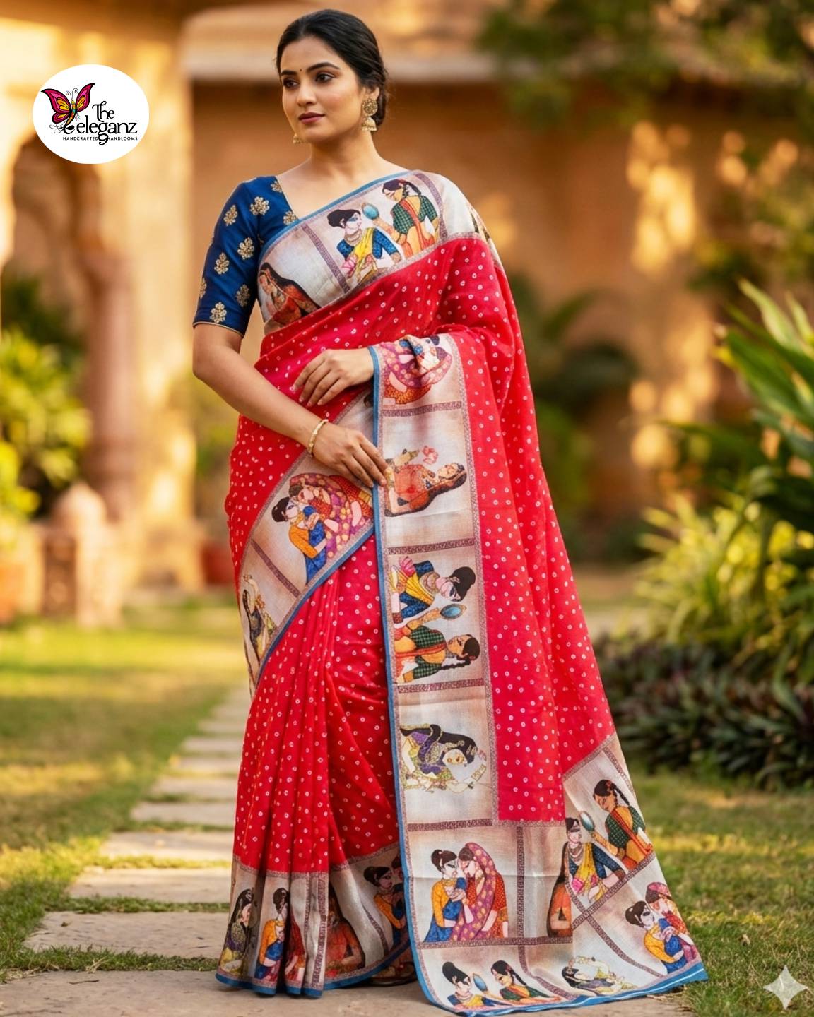 Rangmahal Chinnon Silk Bandhni Printed Saree