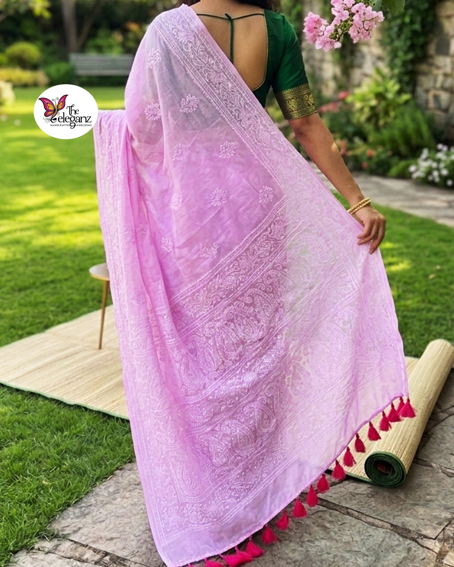 Camellia Mul Cotton Chikankari Saree