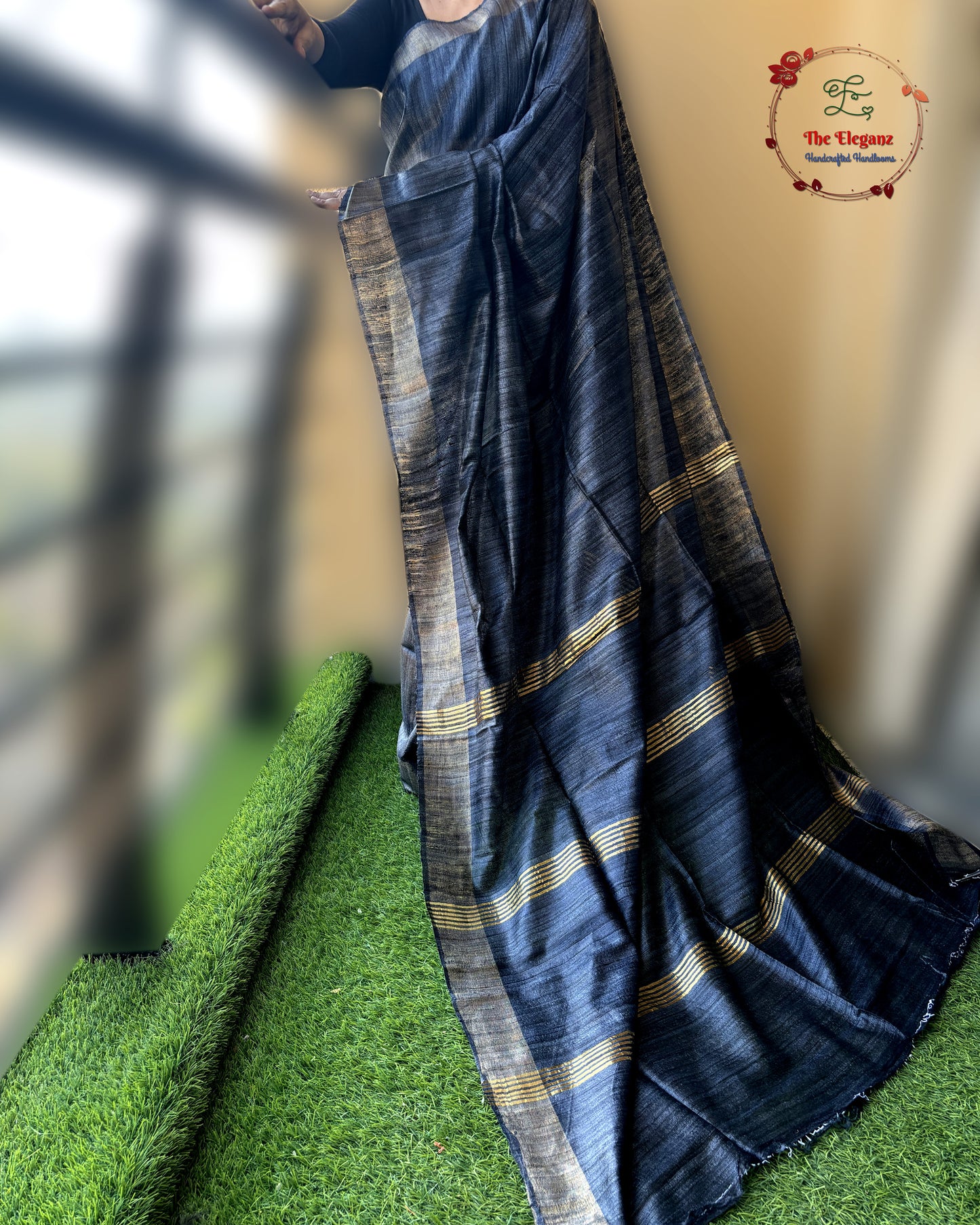 Midnight Mist Ghicha Silk Saree