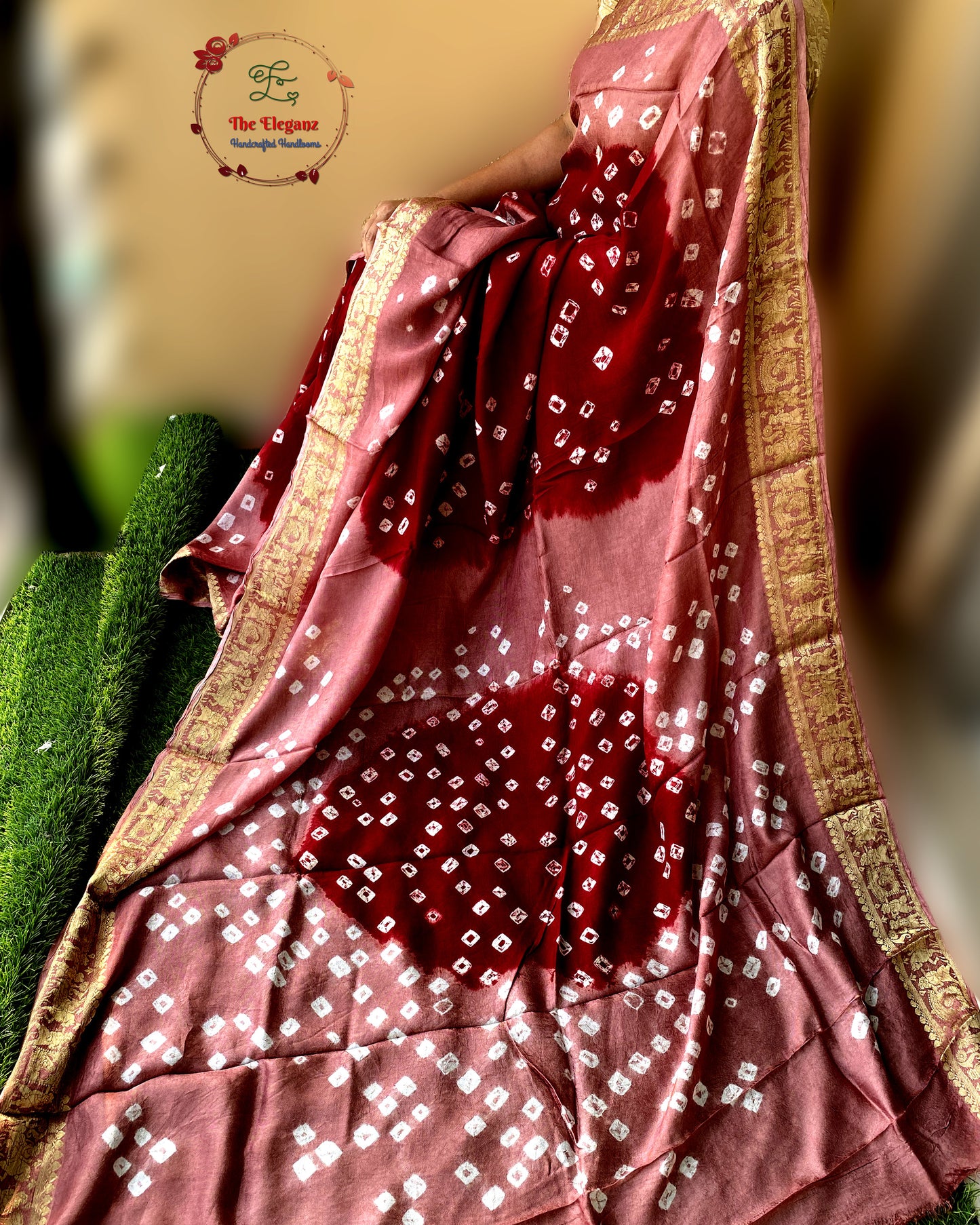 Peach Maroon Bandhni Charm