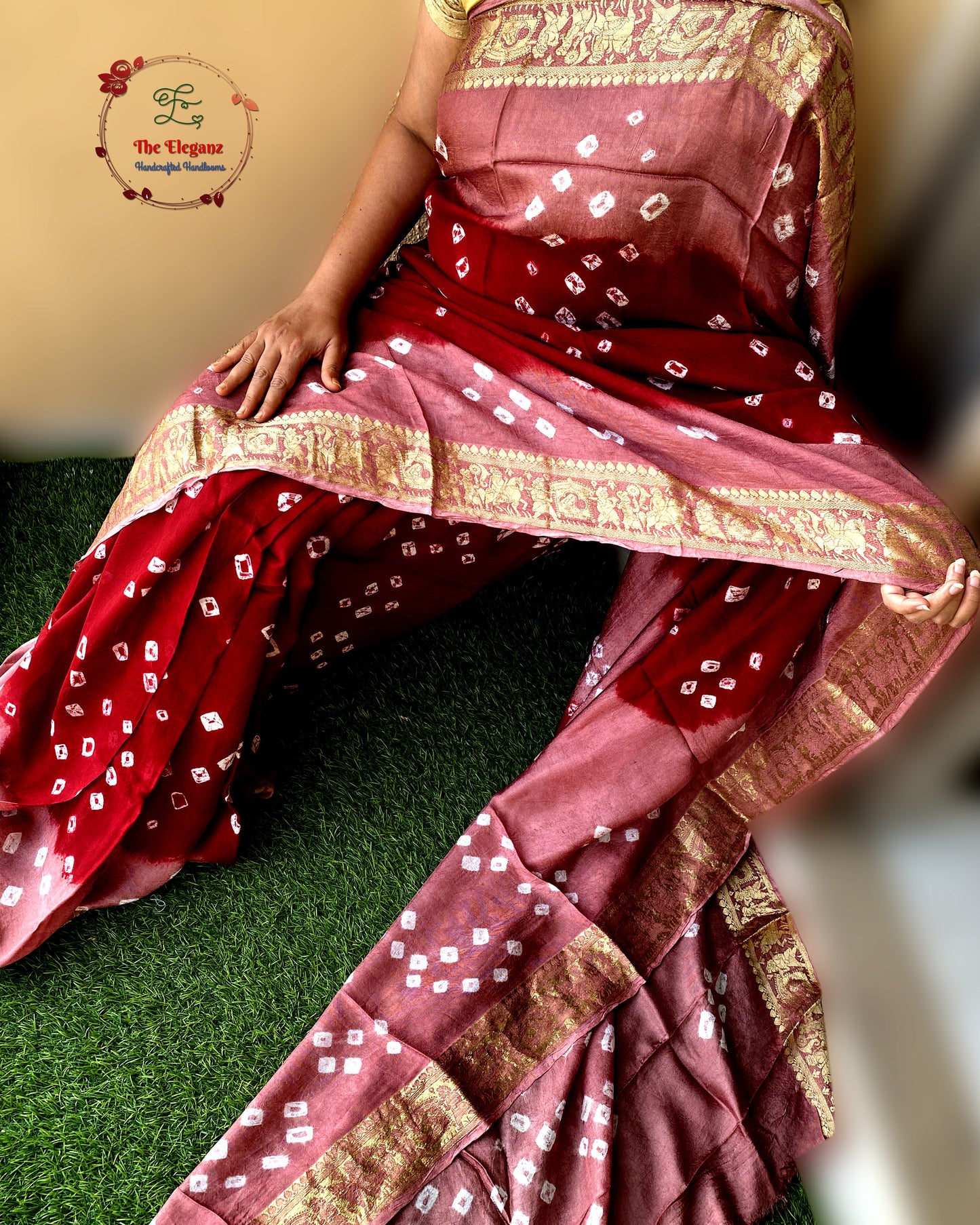 Peach Maroon Bandhni Charm