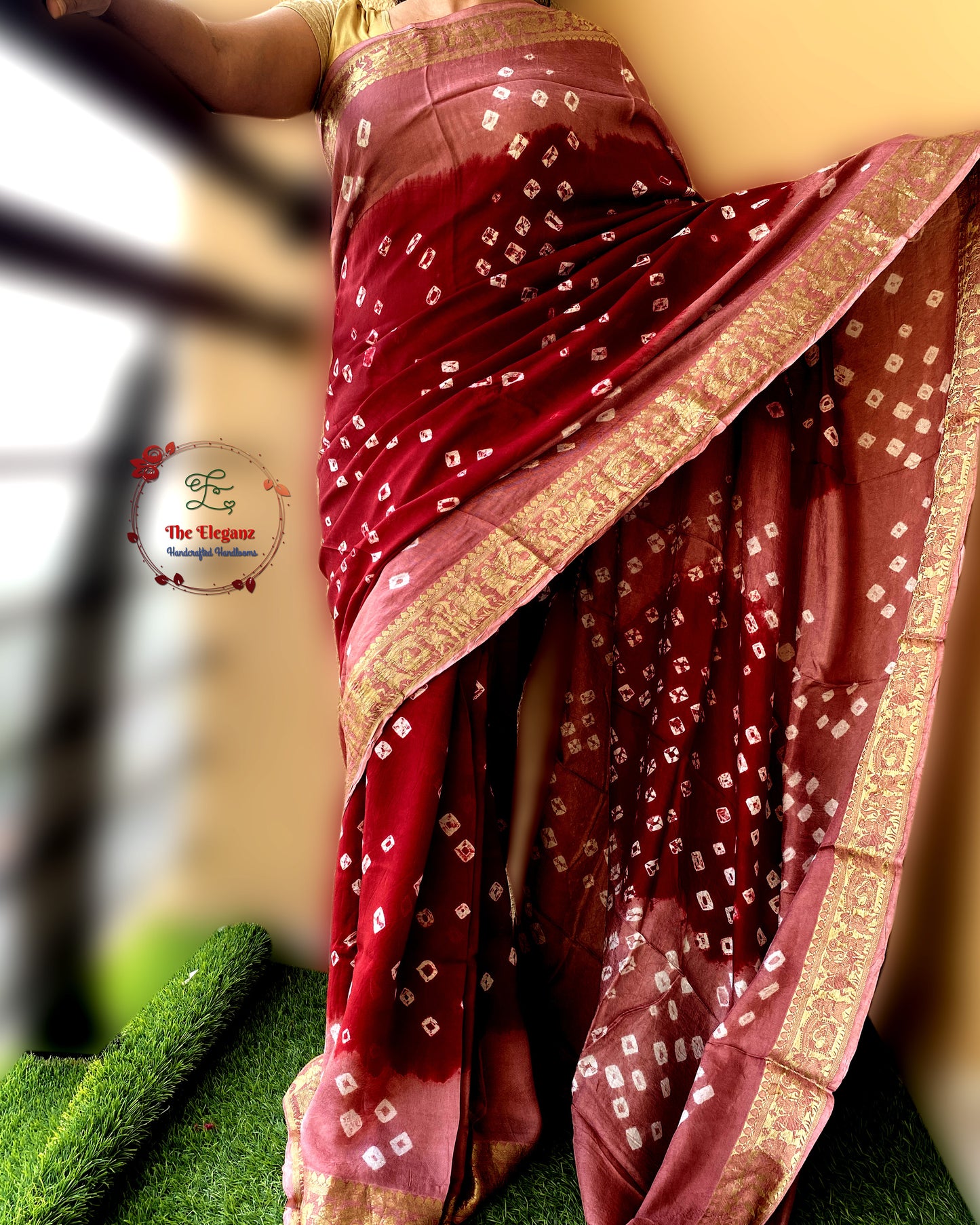 Peach Maroon Bandhni Charm