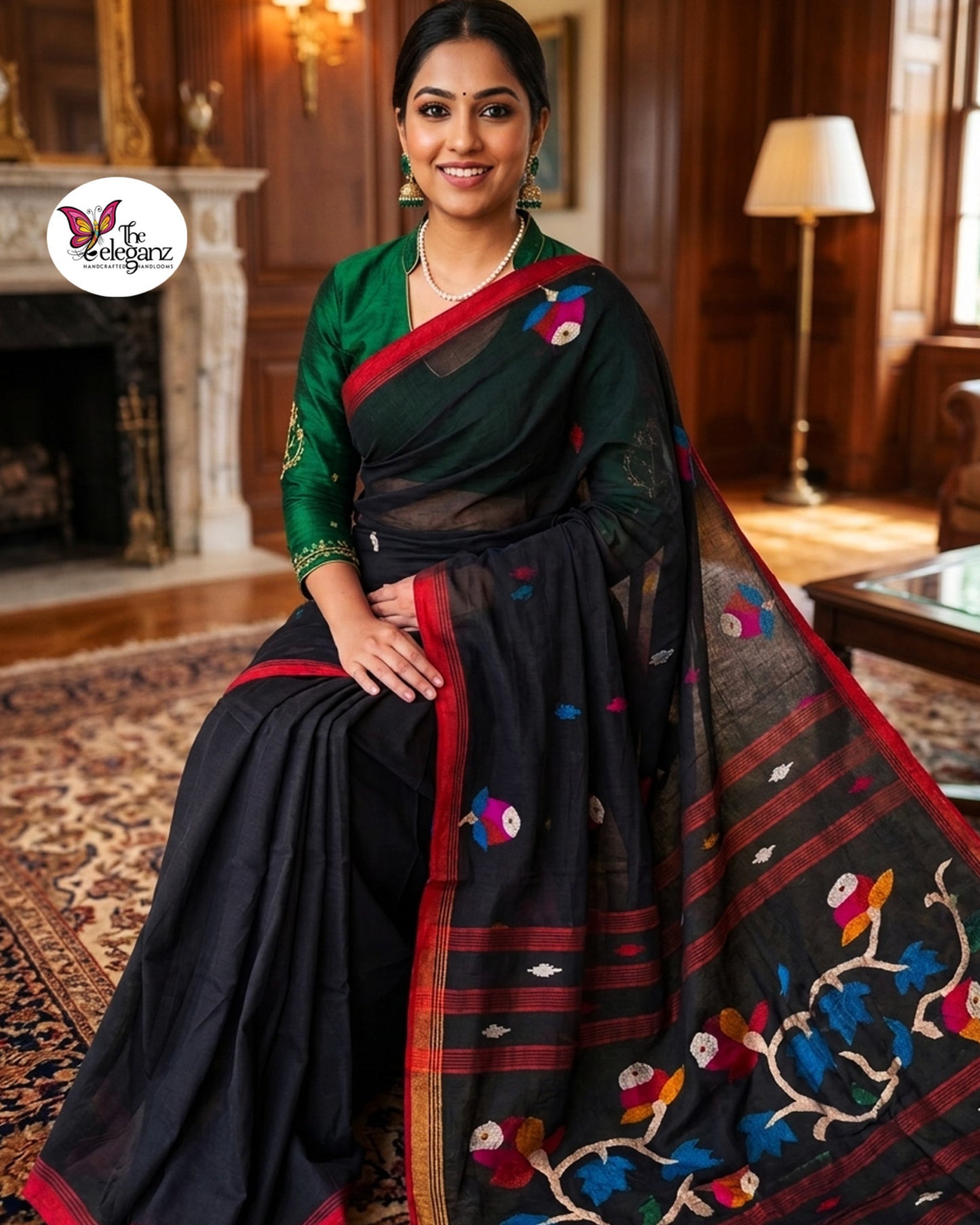 Pakshiranjini Premium Cotton Jamdani Handloom Saree