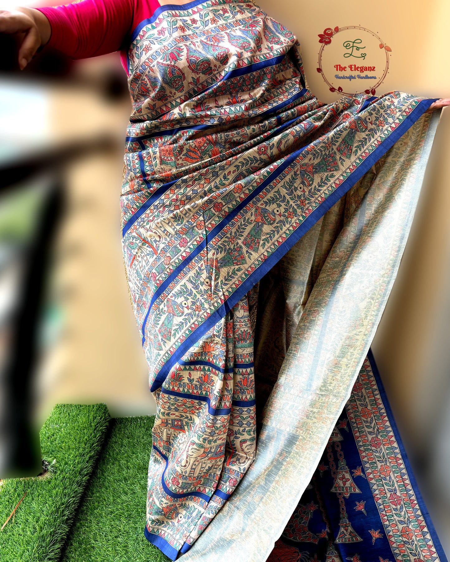 Azure Madhubani Saree