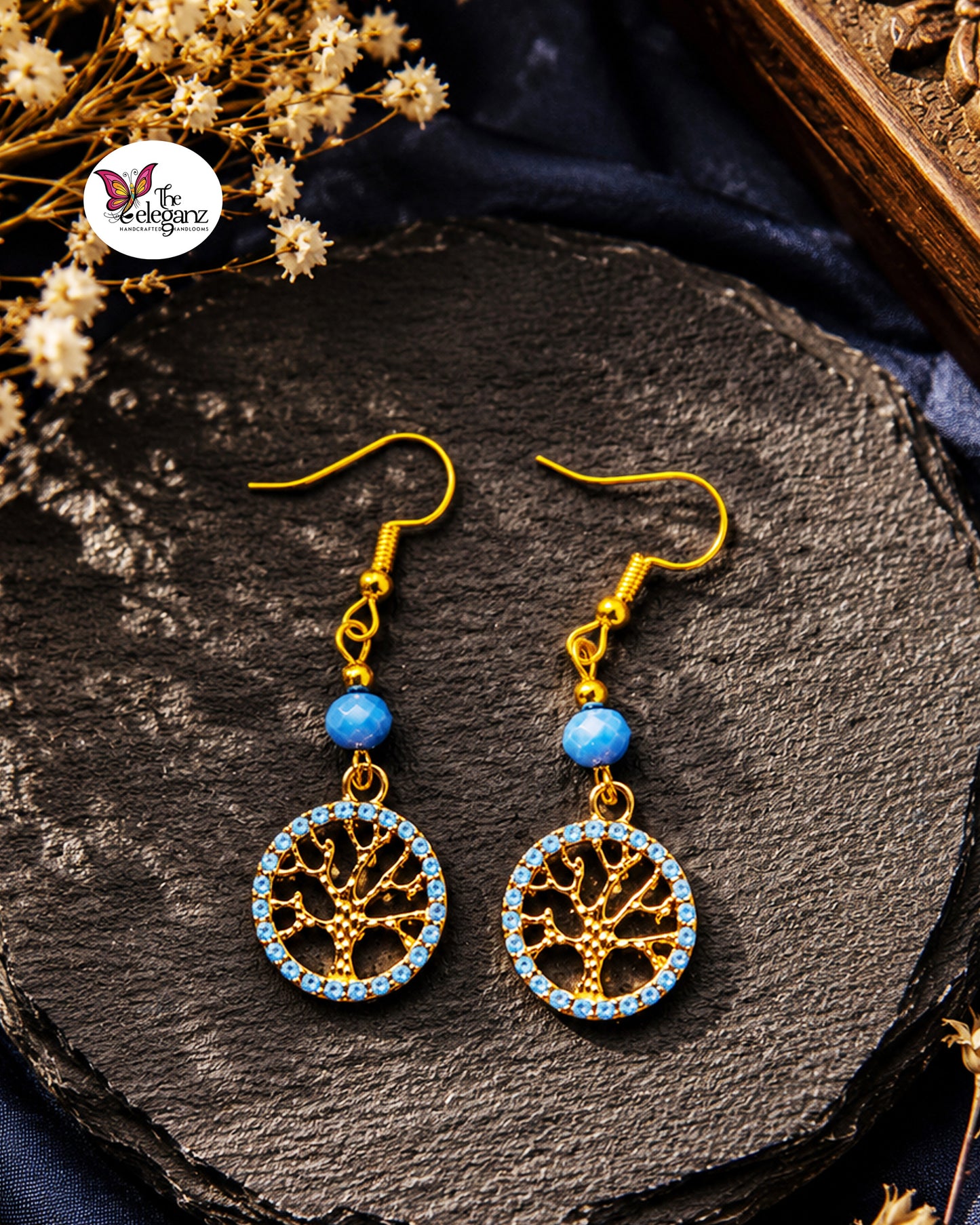 Azure Tree of Life Earrings