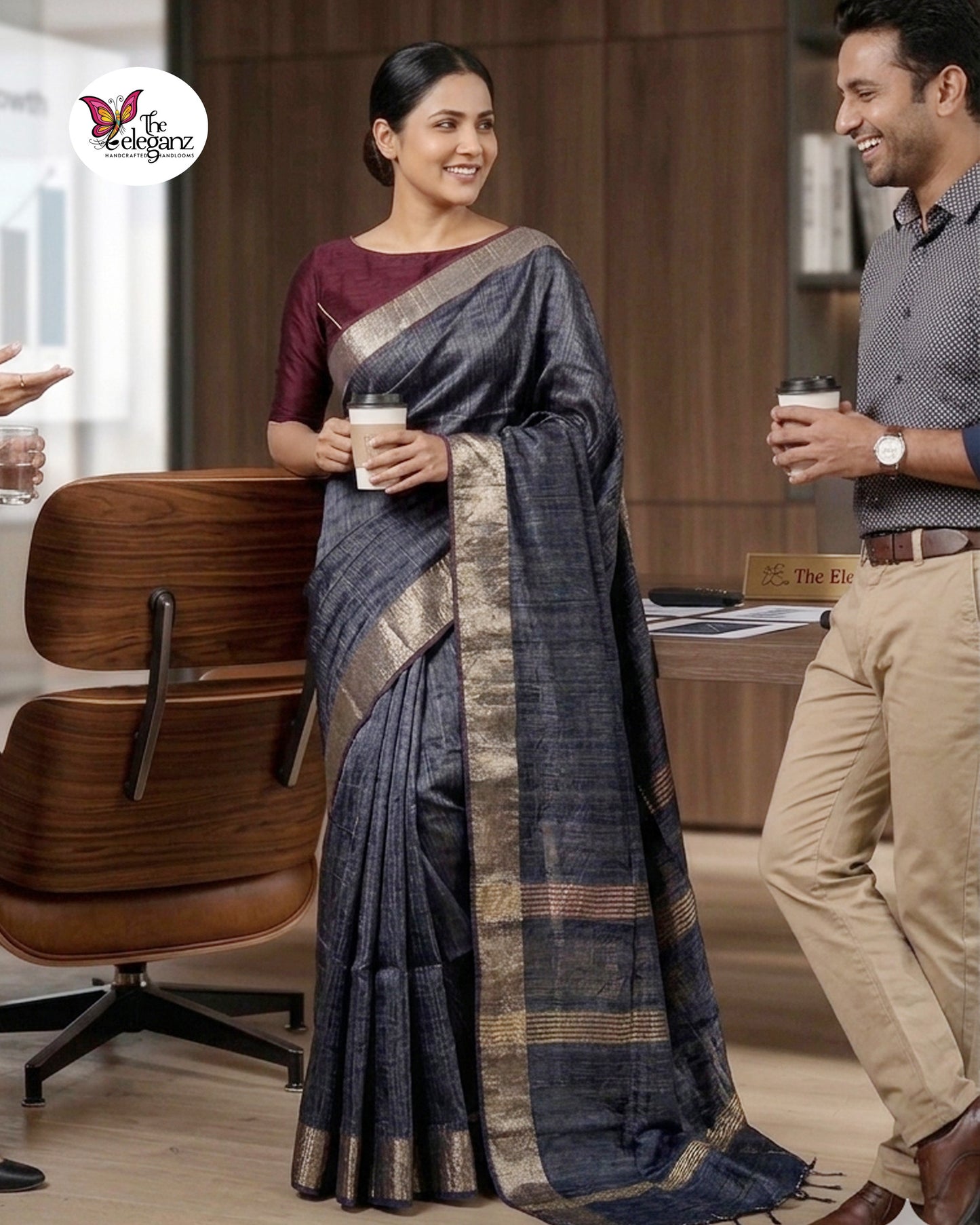 Midnight Mist Ghicha Silk Saree