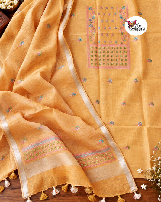 Golden Dawn – Pure Linen Unstitched Suit Set