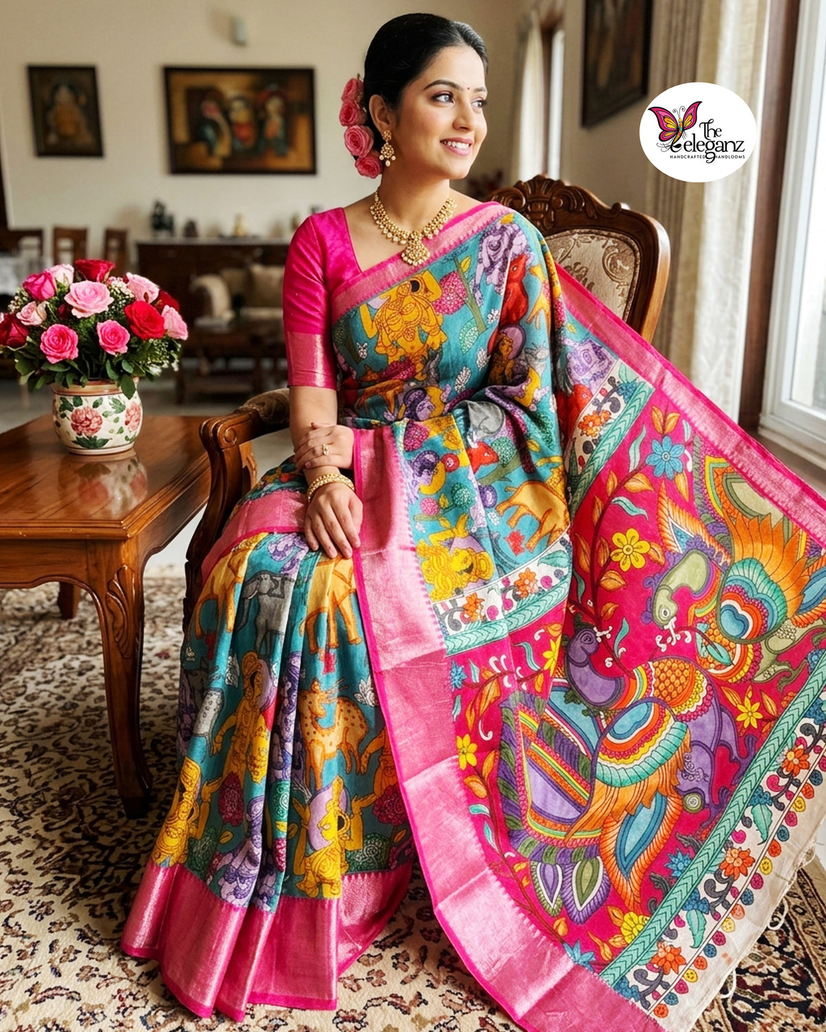 Mayurakshi – Pen Kalamkari Chennur Silk Saree
