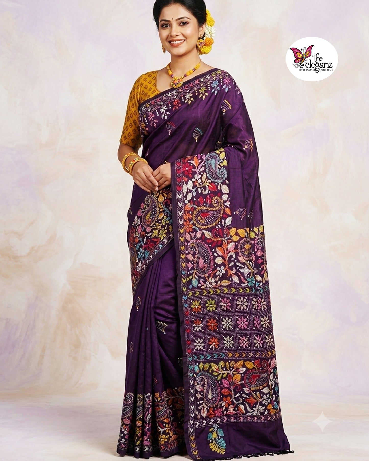 Parna – Blended Bangalore Silk Multicolour Kantha Saree