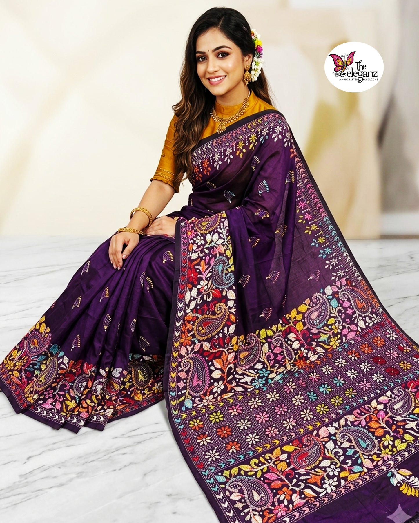 Parna – Blended Bangalore Silk Multicolour Kantha Saree