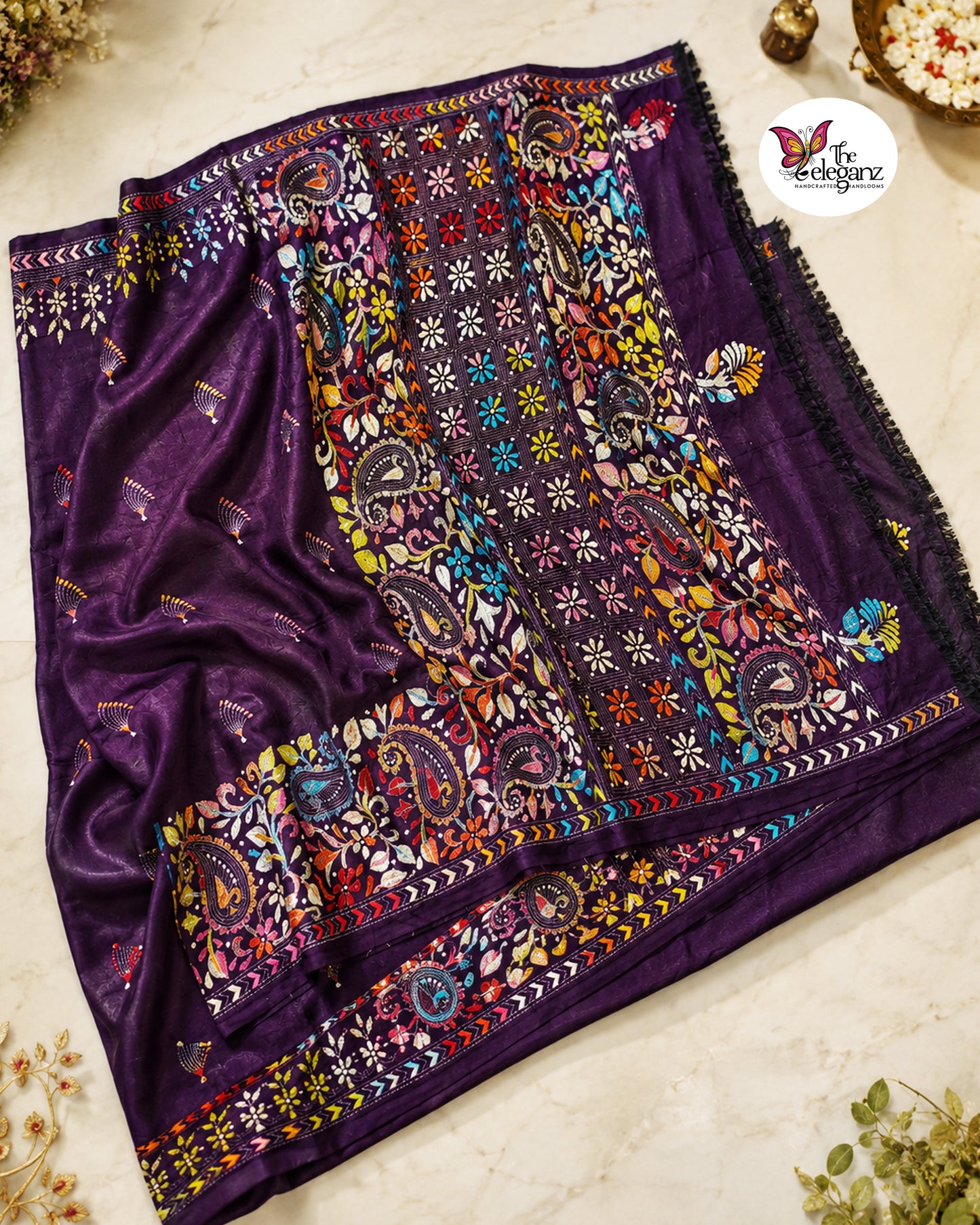 Parna – Blended Bangalore Silk Multicolour Kantha Saree