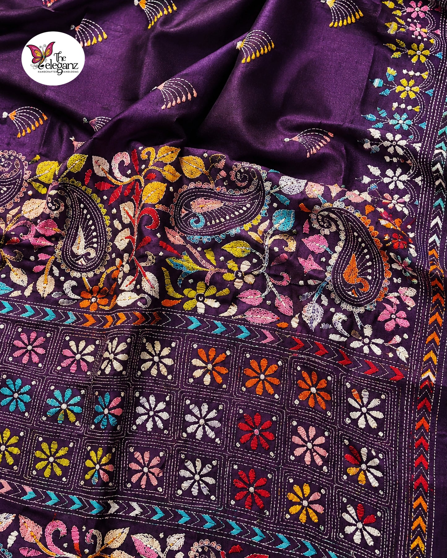 Parna – Blended Bangalore Silk Multicolour Kantha Saree