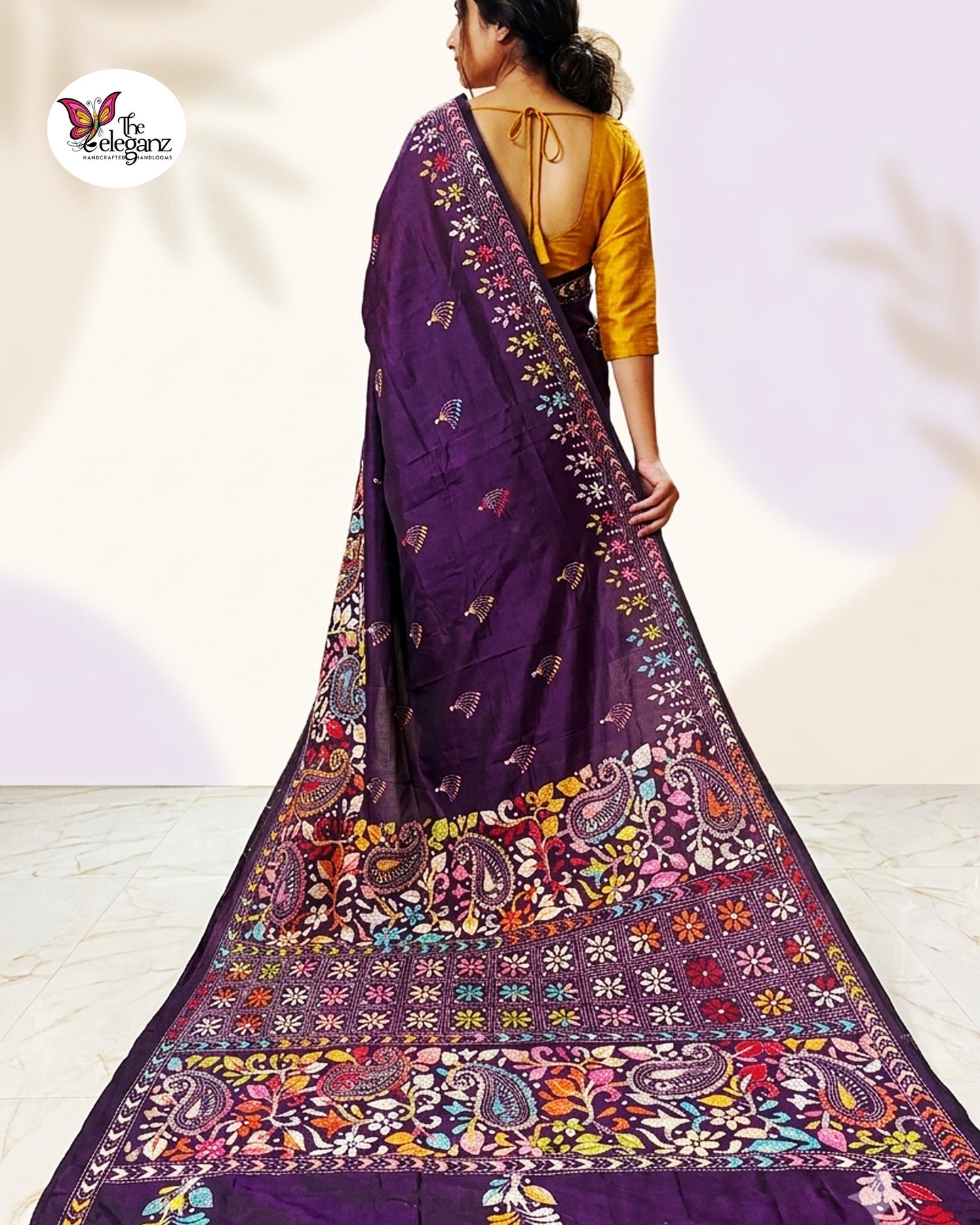 Parna – Blended Bangalore Silk Multicolour Kantha Saree