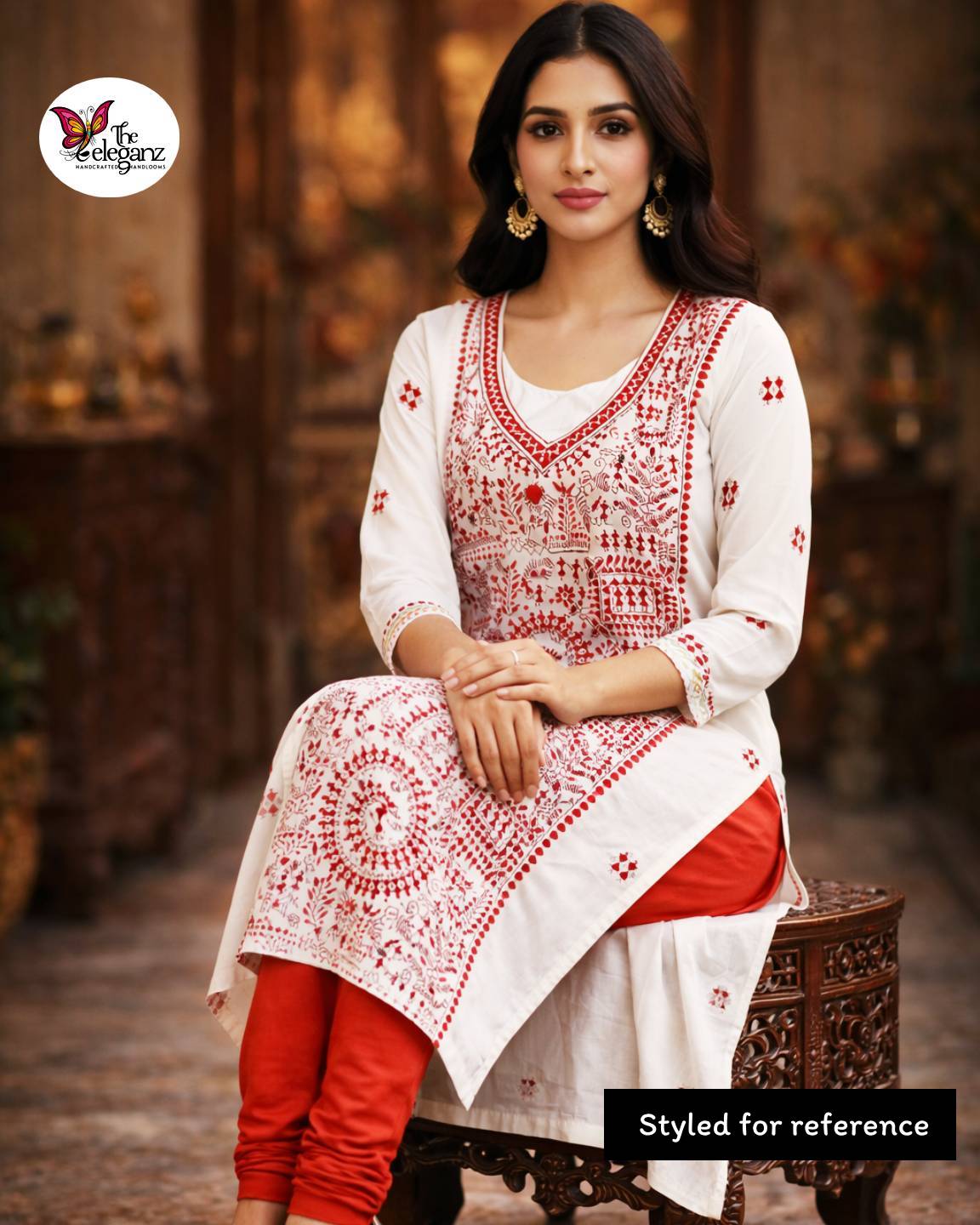 Lal Mati – Warli Kantha Unstitched Suit Piece