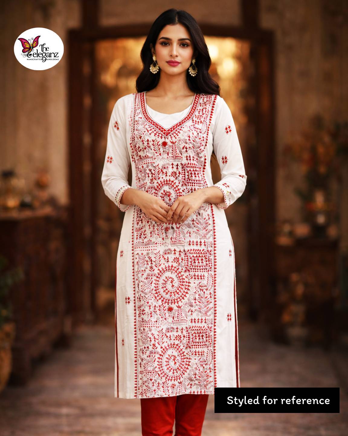 Lal Mati – Warli Kantha Unstitched Suit Piece