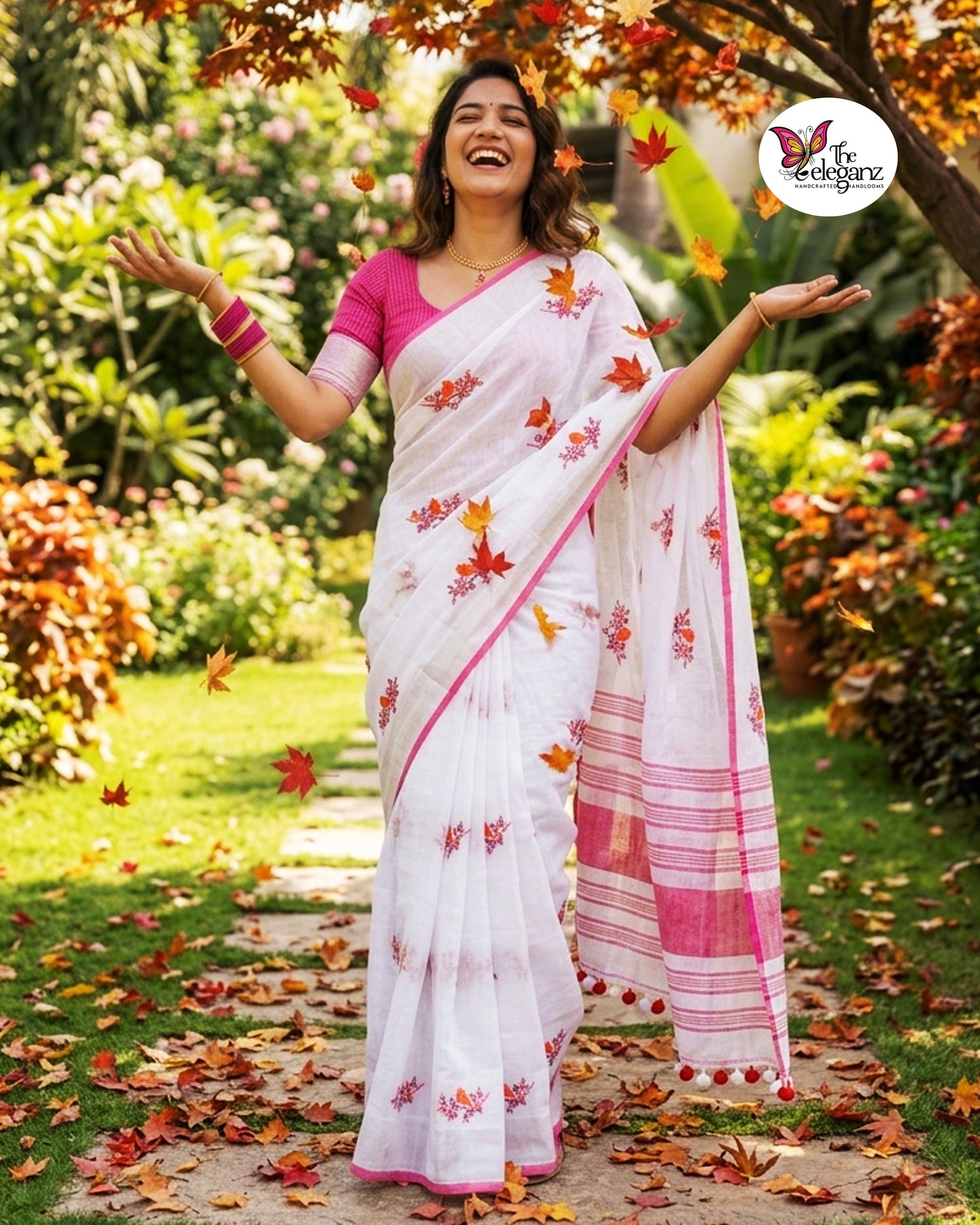 Shwetapushpa – Embroidered Pure Linen Saree