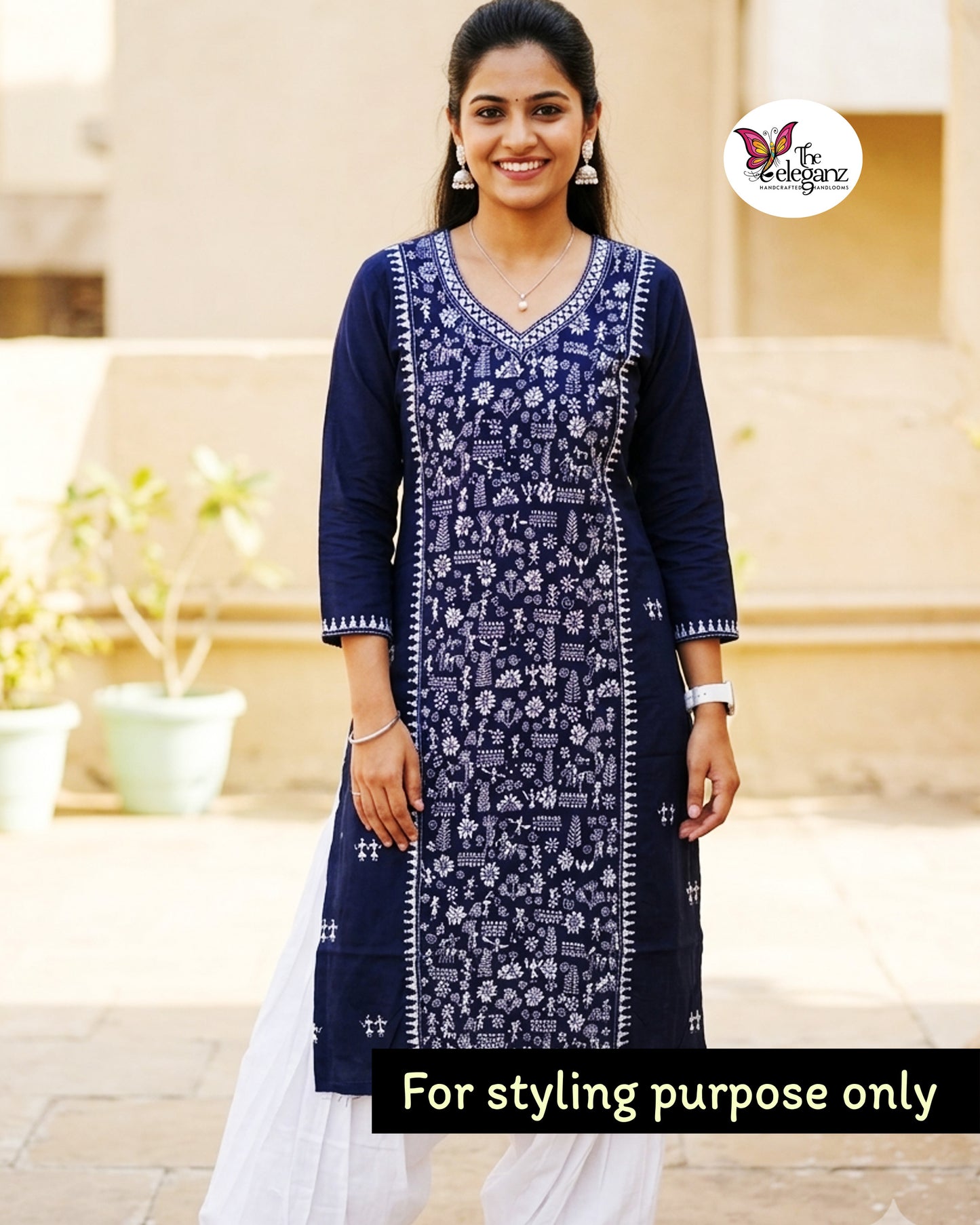 Neelambara - Village Art Kantha Kurti Piece