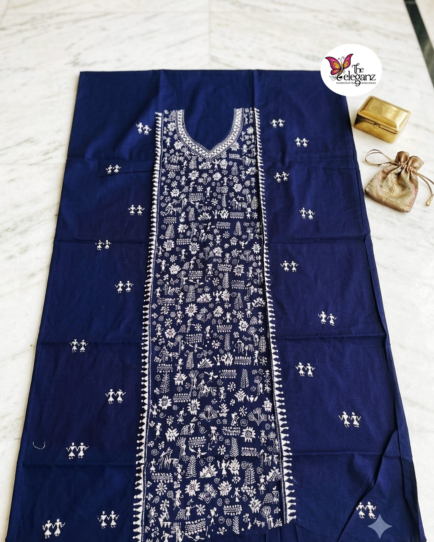 Neelambara - Village Art Kantha Kurti Piece