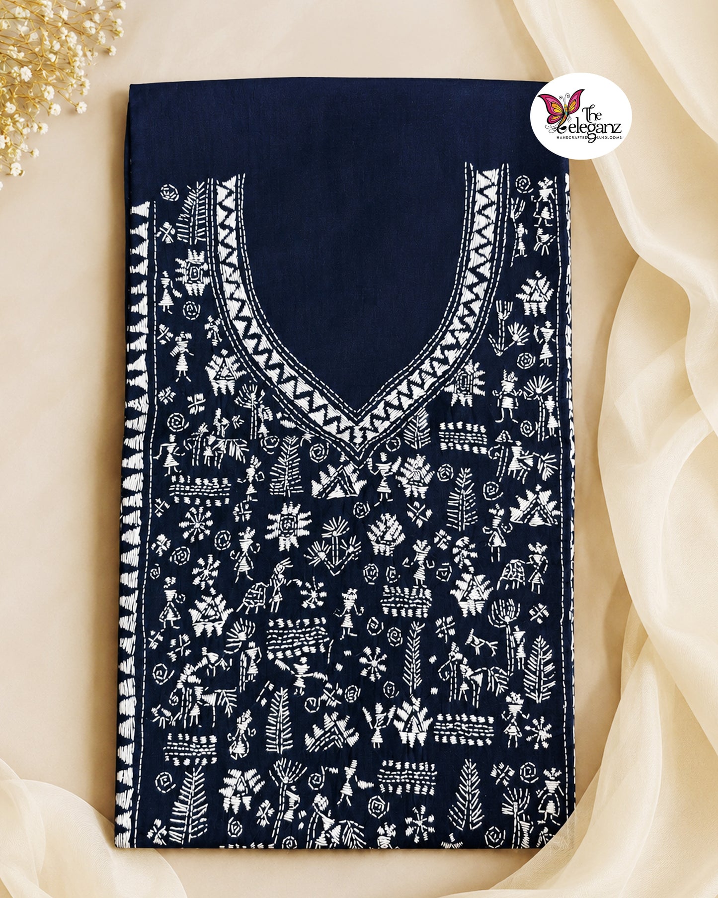 Neelambara - Village Art Kantha Kurti Piece