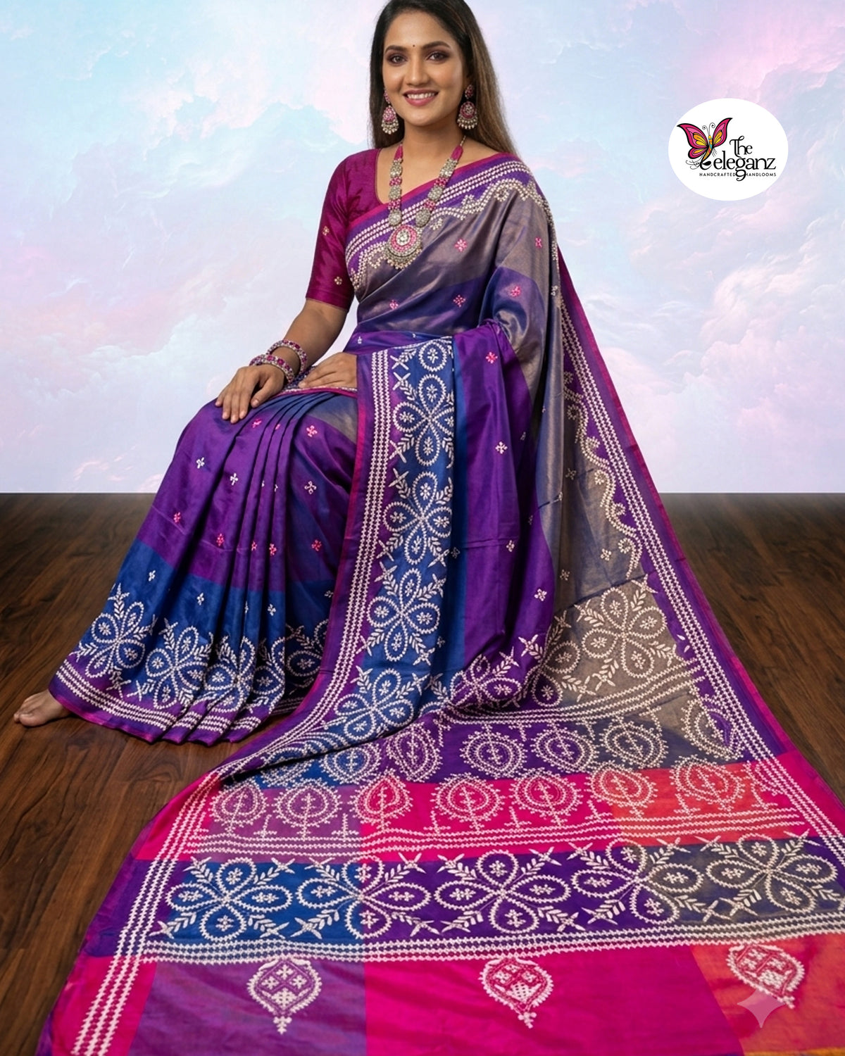 Ujjaini – Blended Bangalore Silk Gujarati Stitch Saree