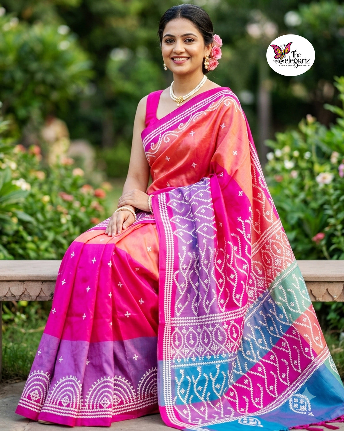 Prajwalika – Blended Bangalore Silk Gujarati Stitch Saree