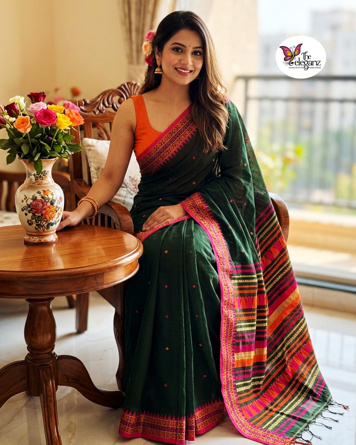 Bonolata – Premium Cotton Dongria Khadi Saree