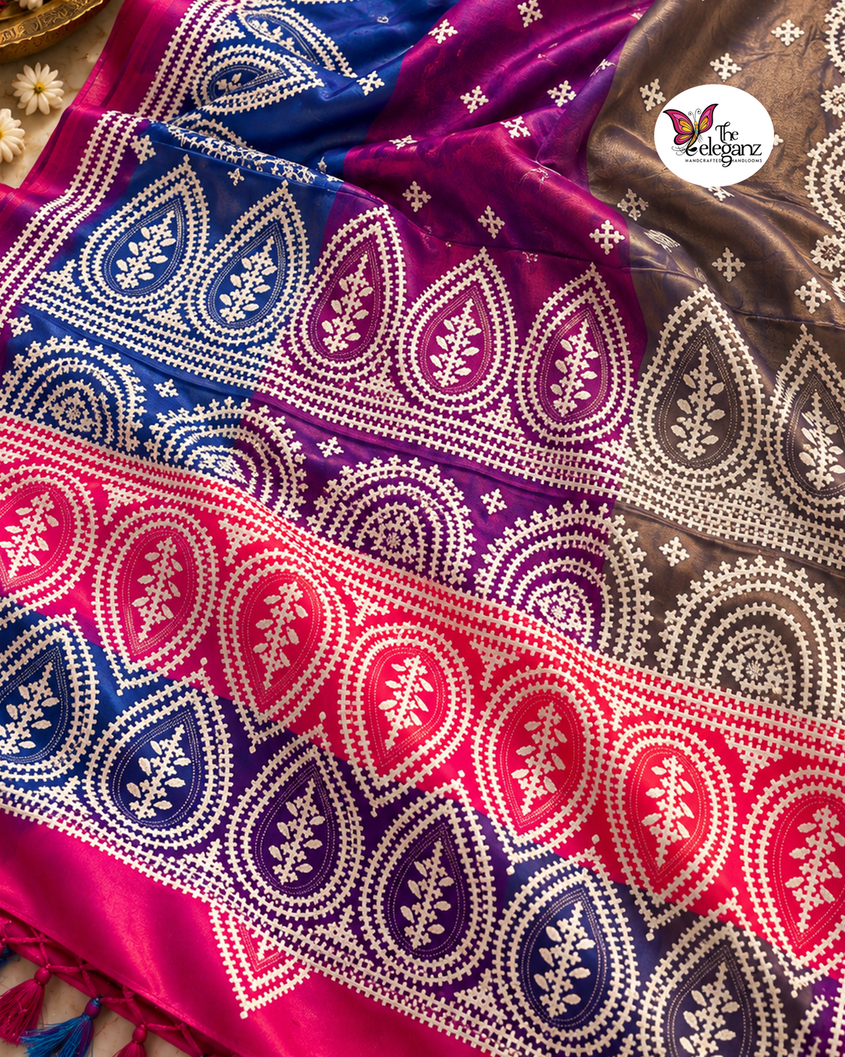Nayana – Blended Bangalore Silk Gujarati Stitch Saree
