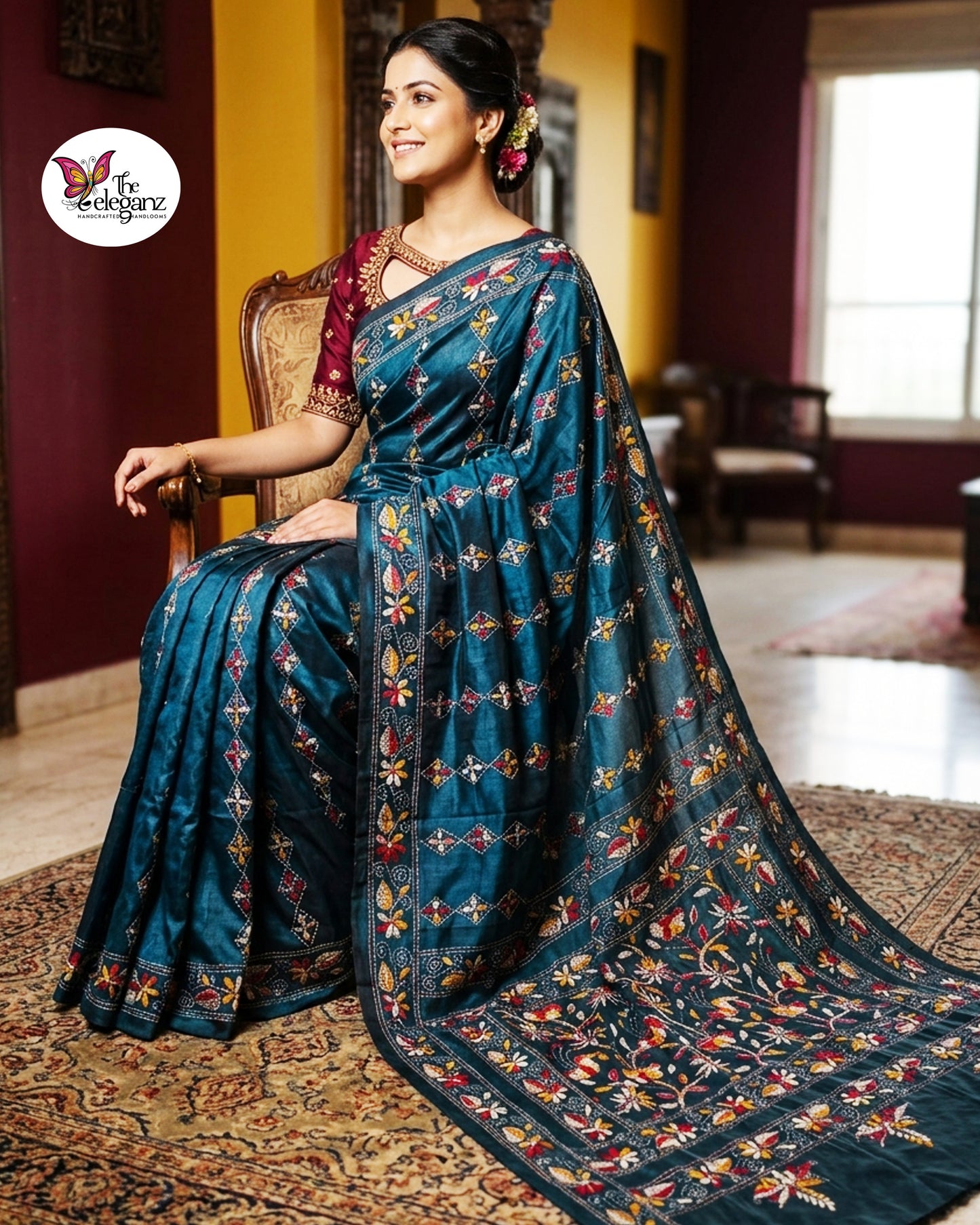 Mayurakshi Blended Bangalore Silk Kantha Saree