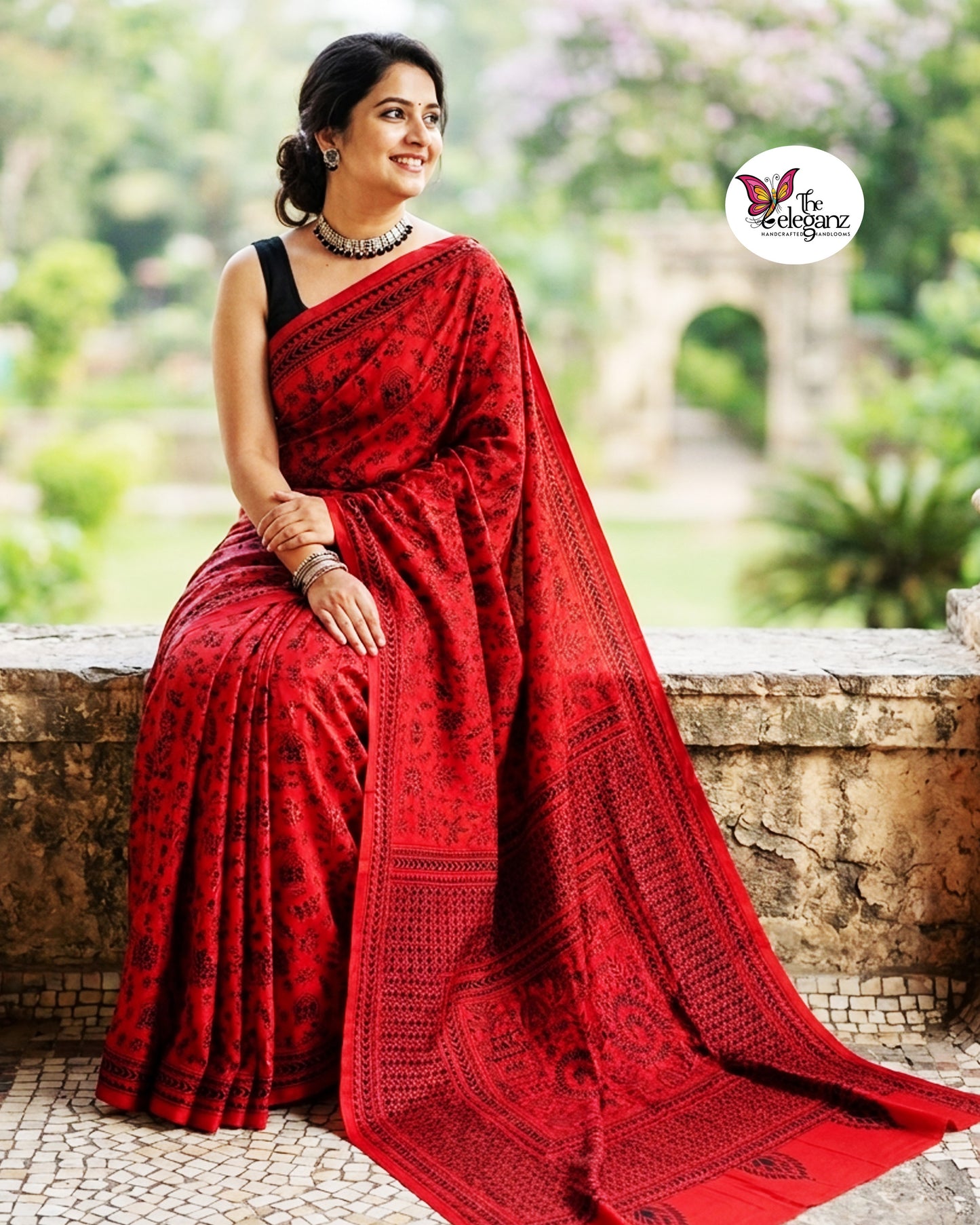 Raktarekha – Blended Bangalore Silk Warli Kantha Saree