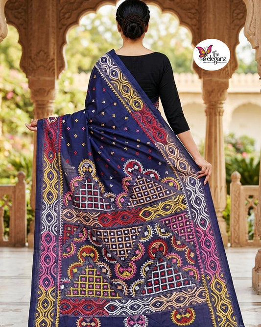 Neelambari – Hand Gujarati Stitch Blended Bangalore Silk Saree