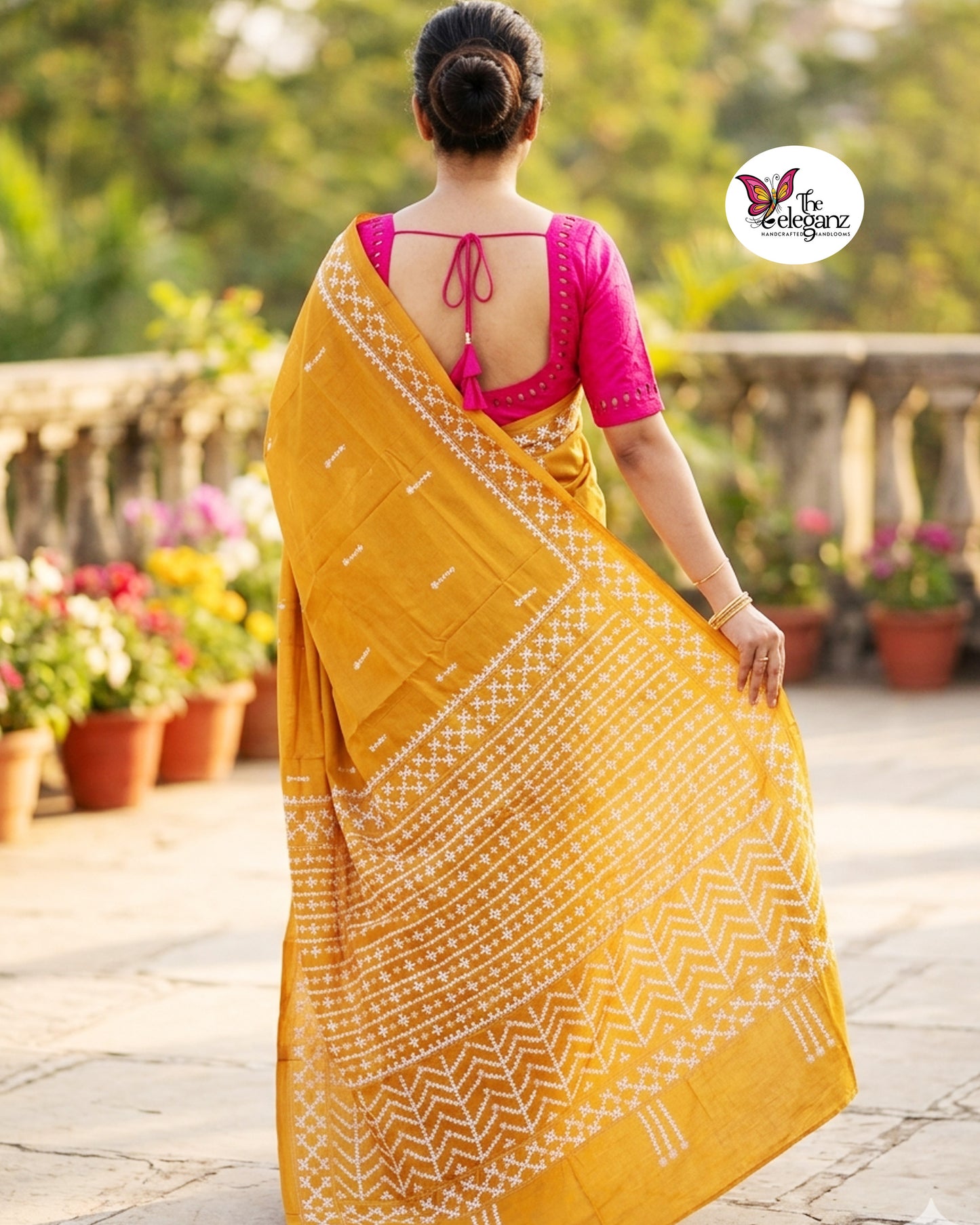 Suryamukhi – Hand Gujarati Stitch Blended Bangalore Silk Saree
