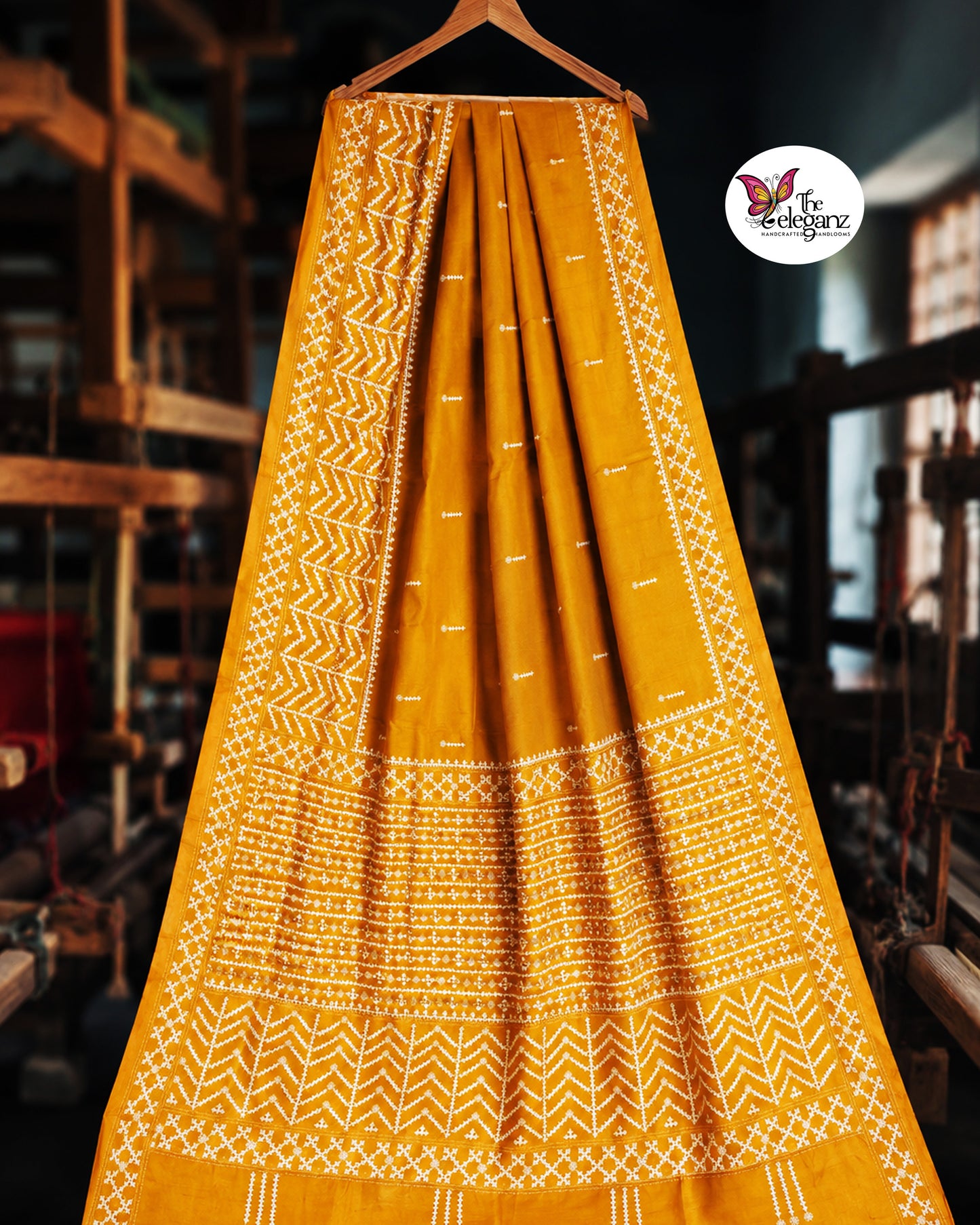 Suryamukhi – Hand Gujarati Stitch Blended Bangalore Silk Saree