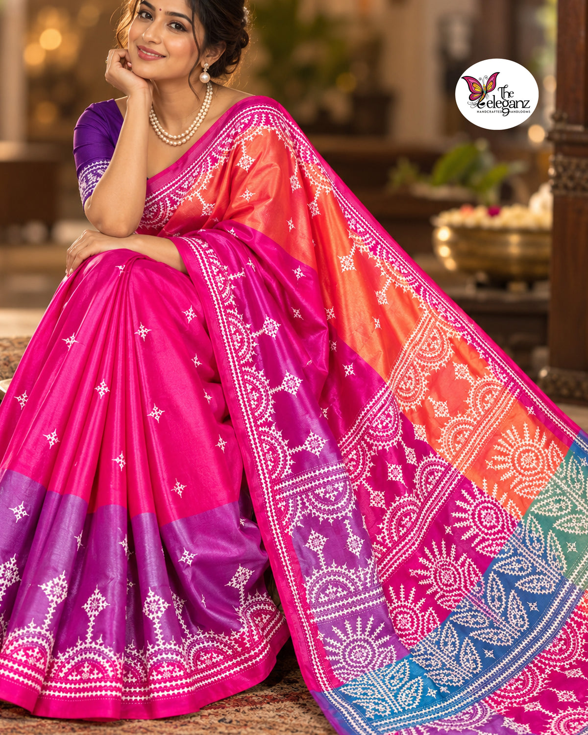 Madhurima – Blended Bangalore Silk Gujarati Stitch Saree