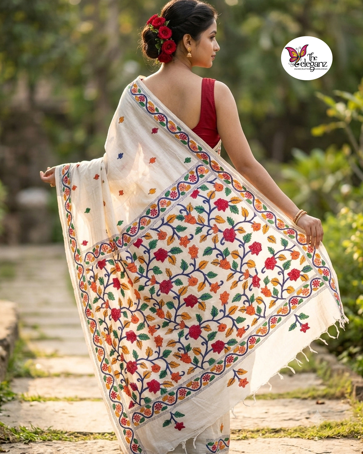 Shweta – Pure Cotton Kantha Saree