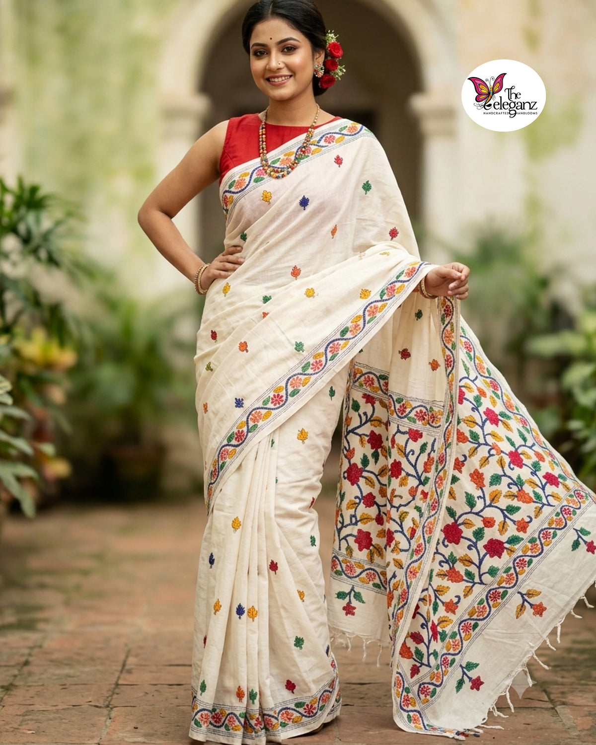 Shweta – Pure Cotton Kantha Saree