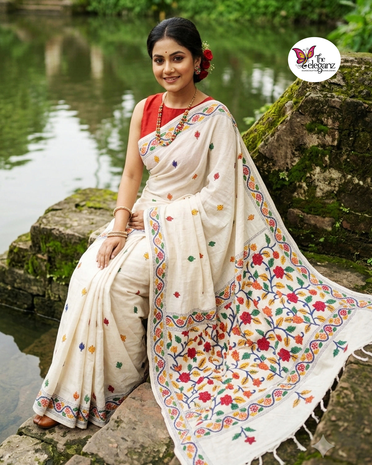 Shweta – Pure Cotton Kantha Saree