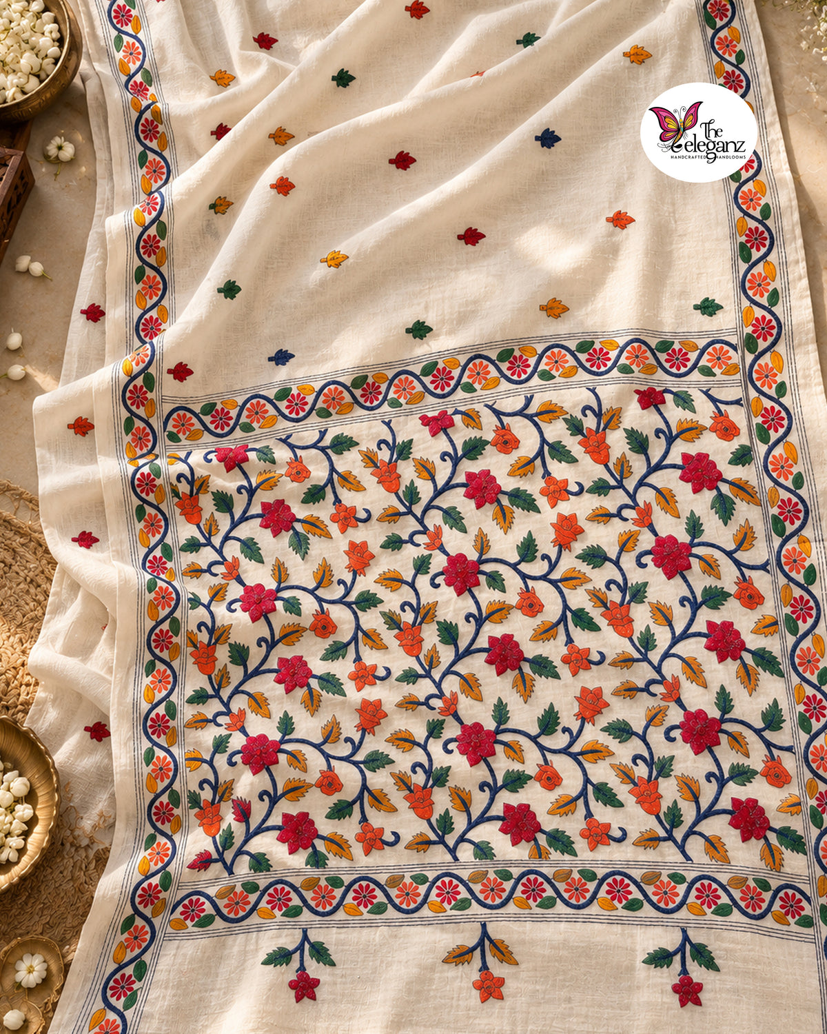 Shweta – Pure Cotton Kantha Saree