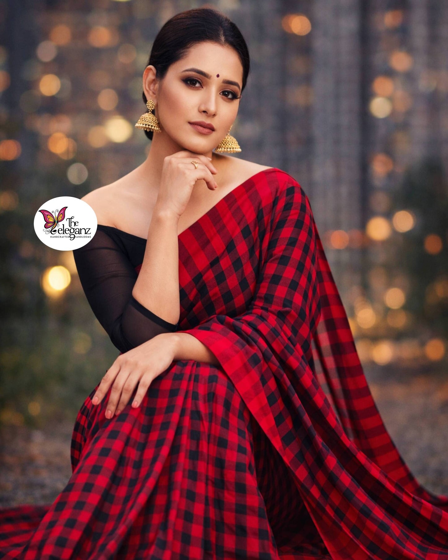Raktima Pure Cotton Checks Saree