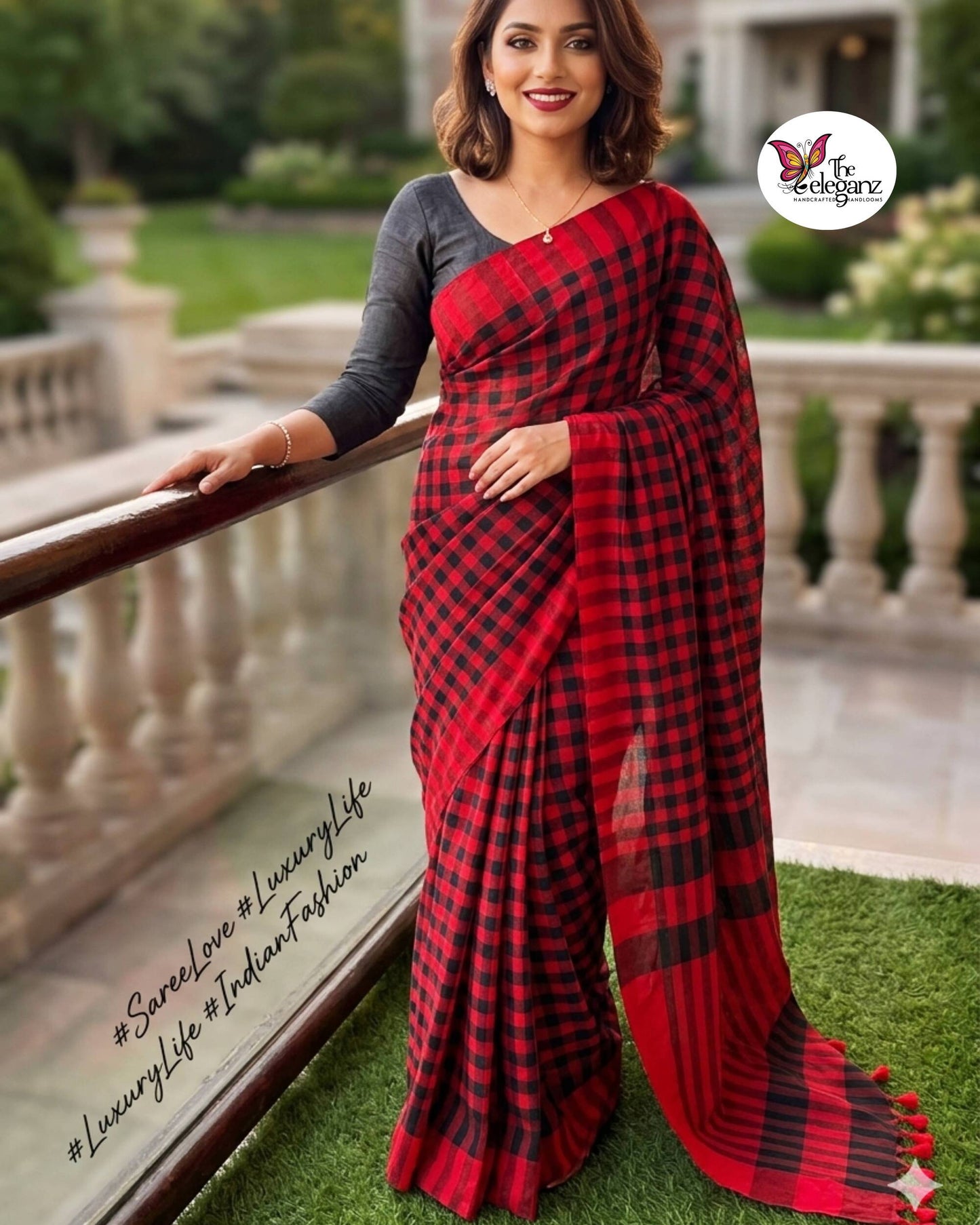Raktima Pure Cotton Checks Saree