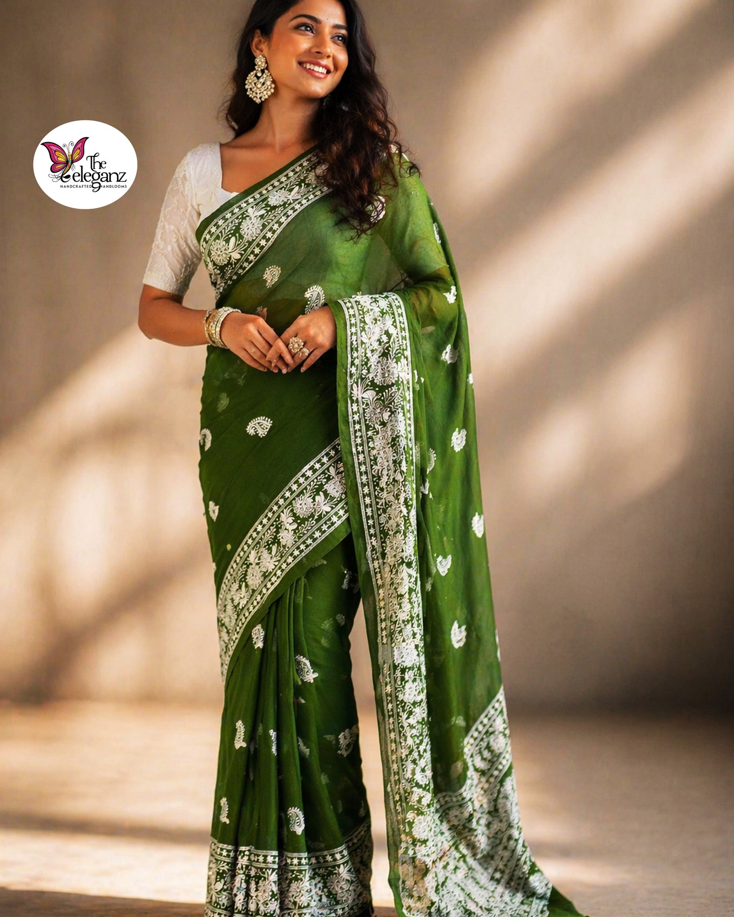 Parijat Mul Cotton Chikankari Saree