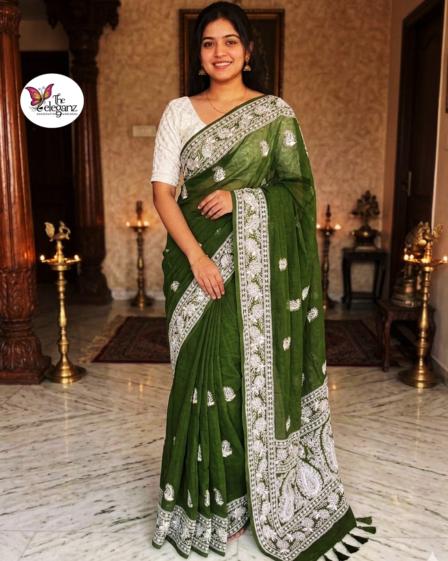 Parijat Mul Cotton Chikankari Saree