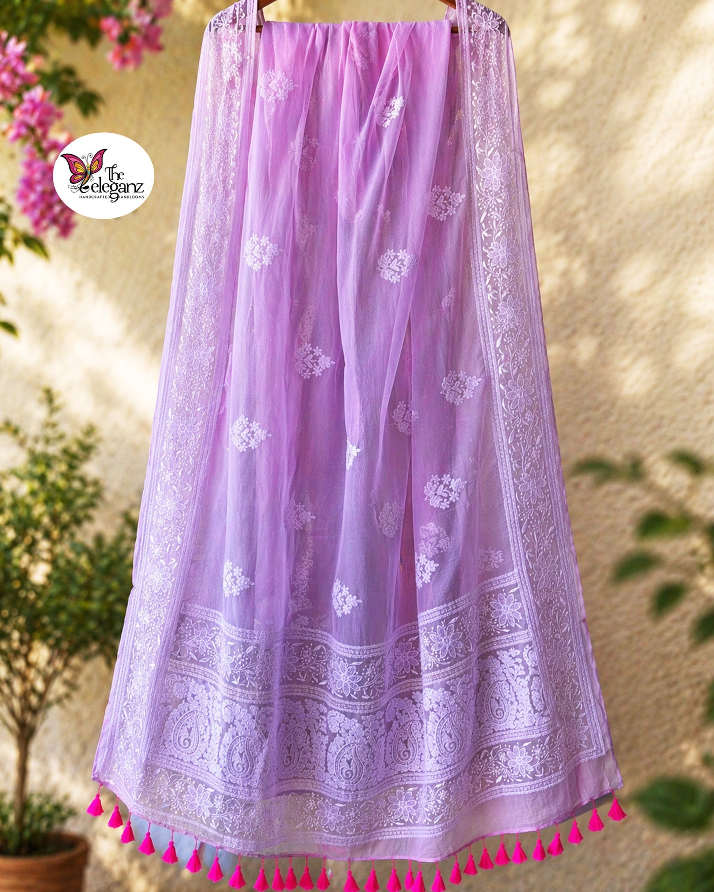 Camellia Mul Cotton Chikankari Saree