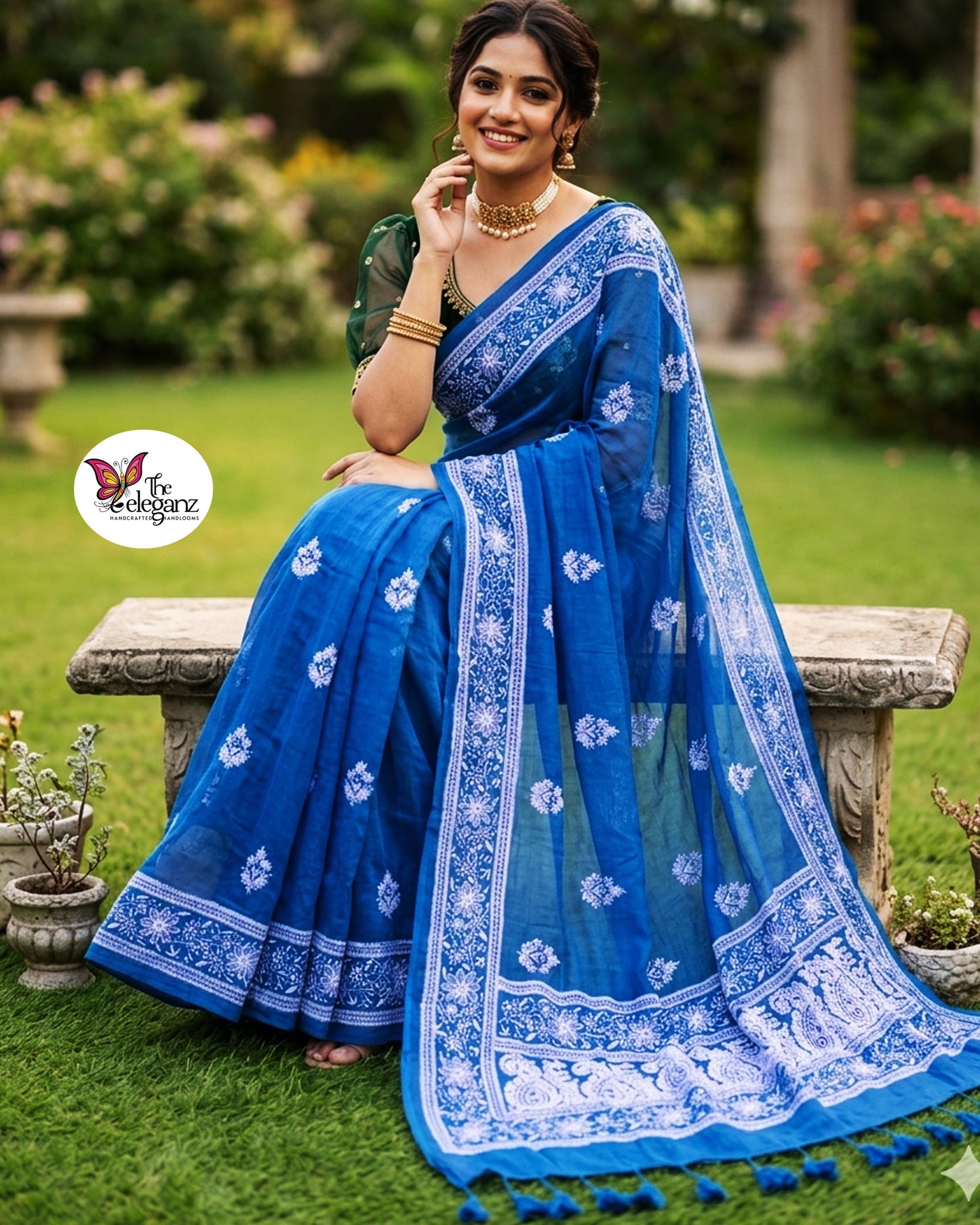 Bluebell Mul Cotton Chikankari Saree