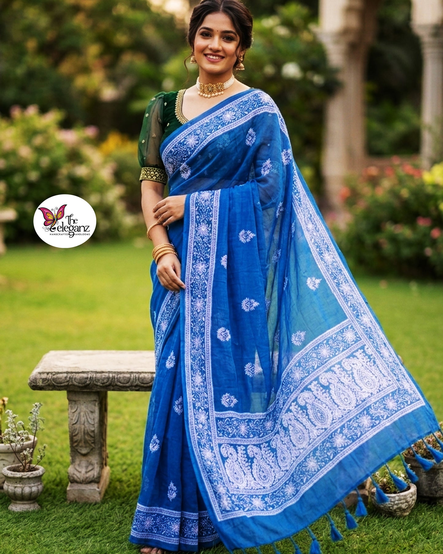 Bluebell Mul Cotton Chikankari Saree