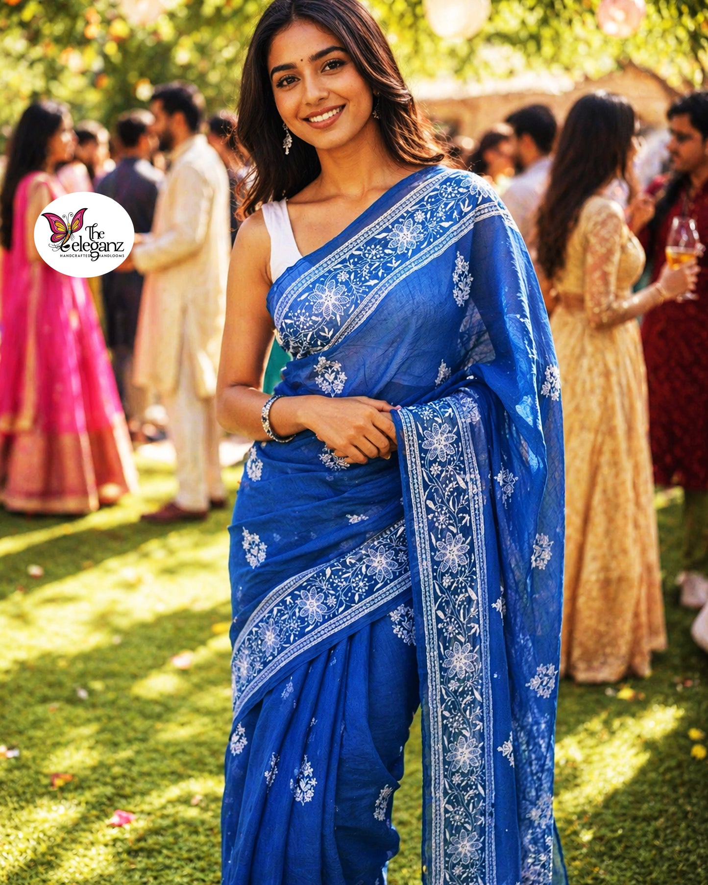 Bluebell Mul Cotton Chikankari Saree