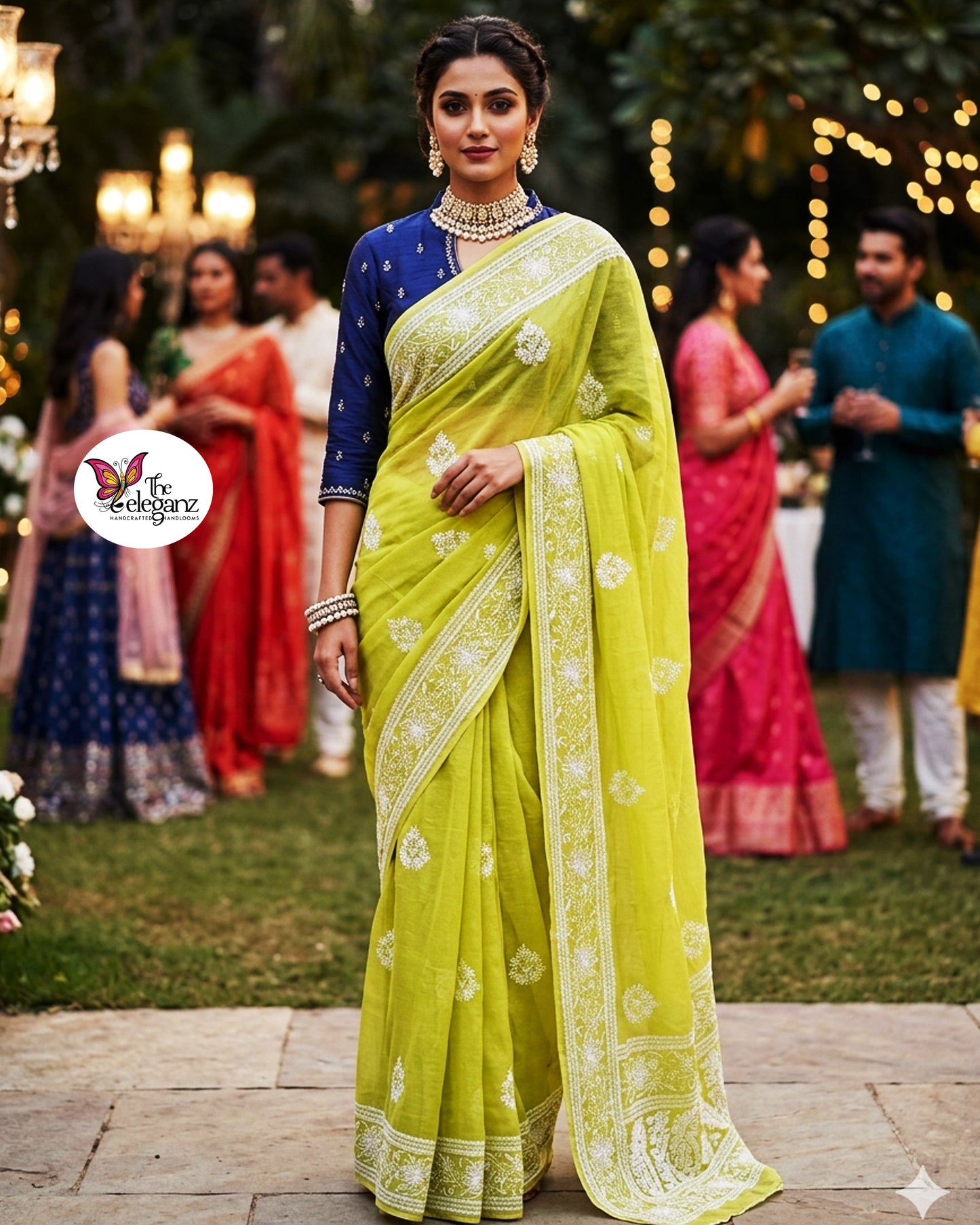 Primrose Mul Cotton Chikankari Saree