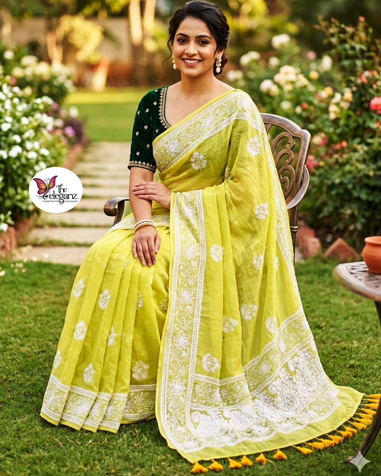 Primrose Mul Cotton Chikankari Saree