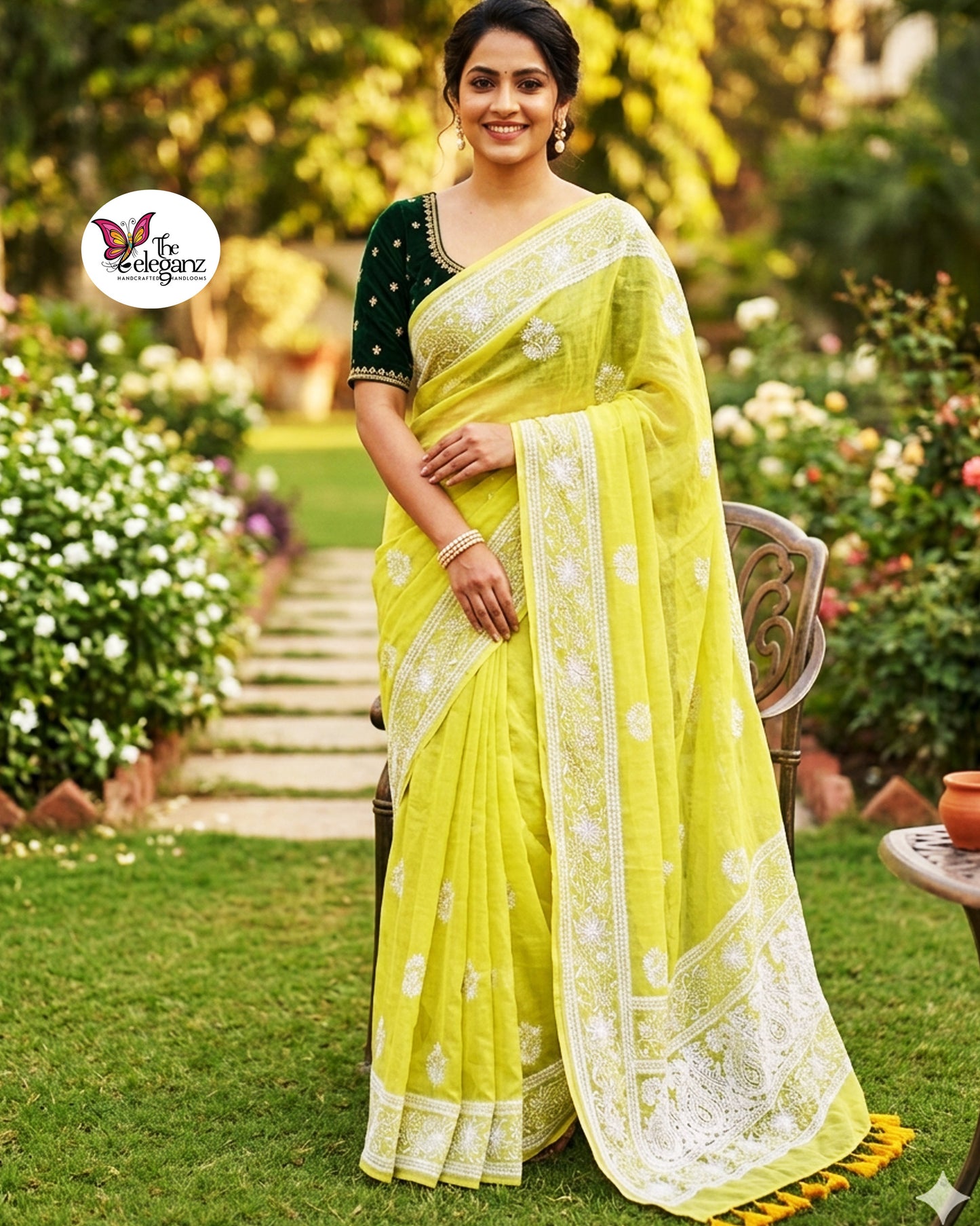 Primrose Mul Cotton Chikankari Saree